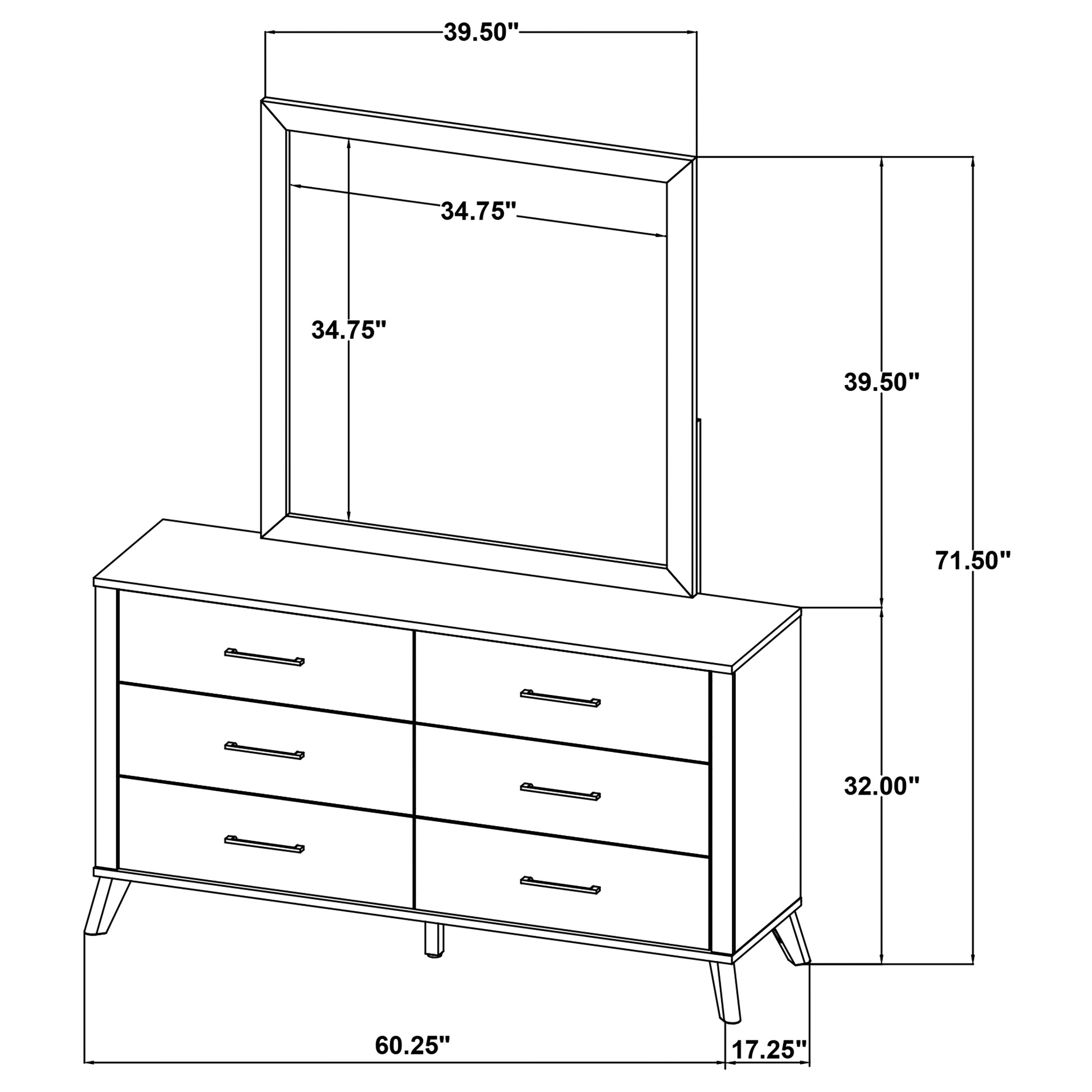 Kaywood 6-drawer Dresser and Mirror Natural Pine-
