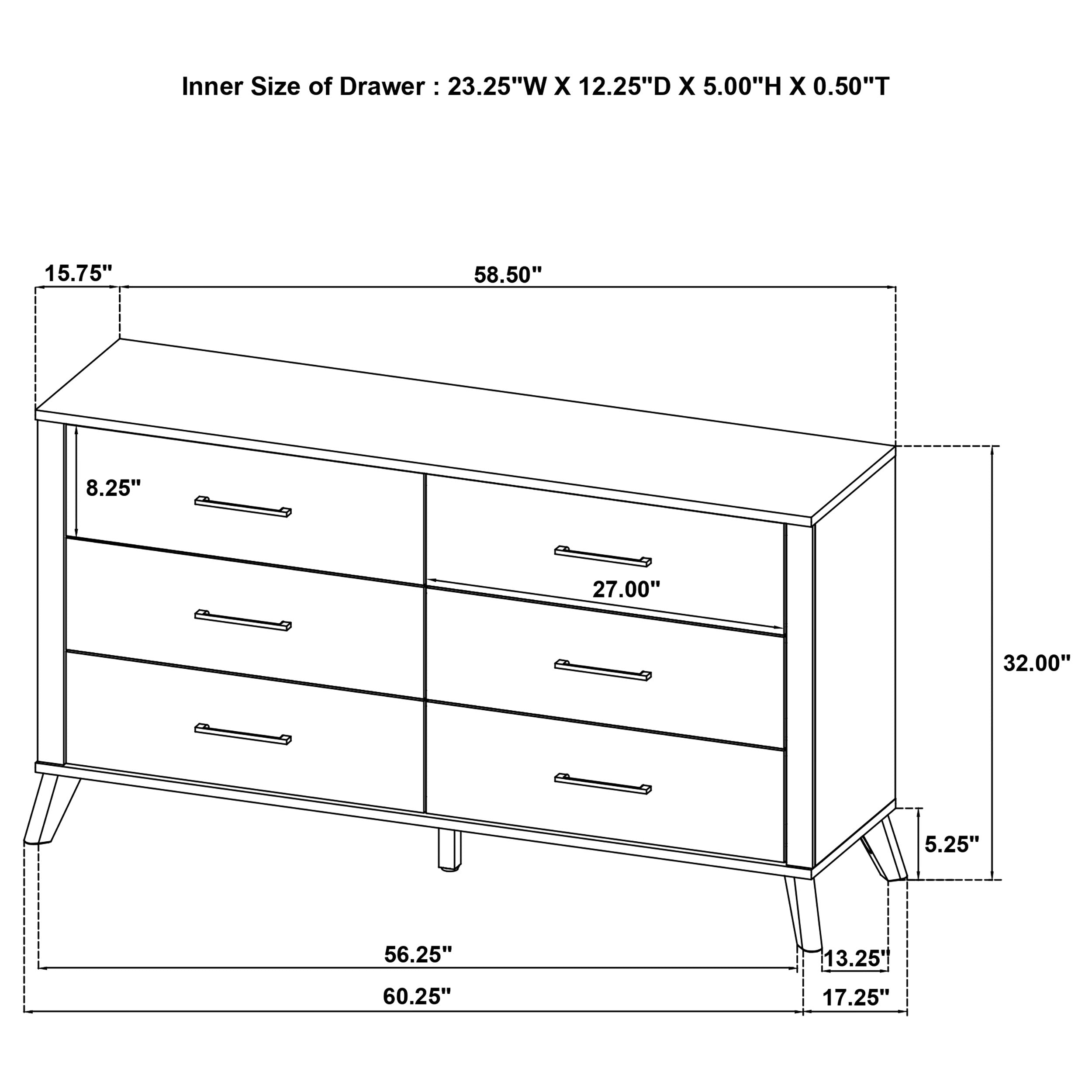 Kaywood 6-drawer Dresser Cabinet Natural Pine-