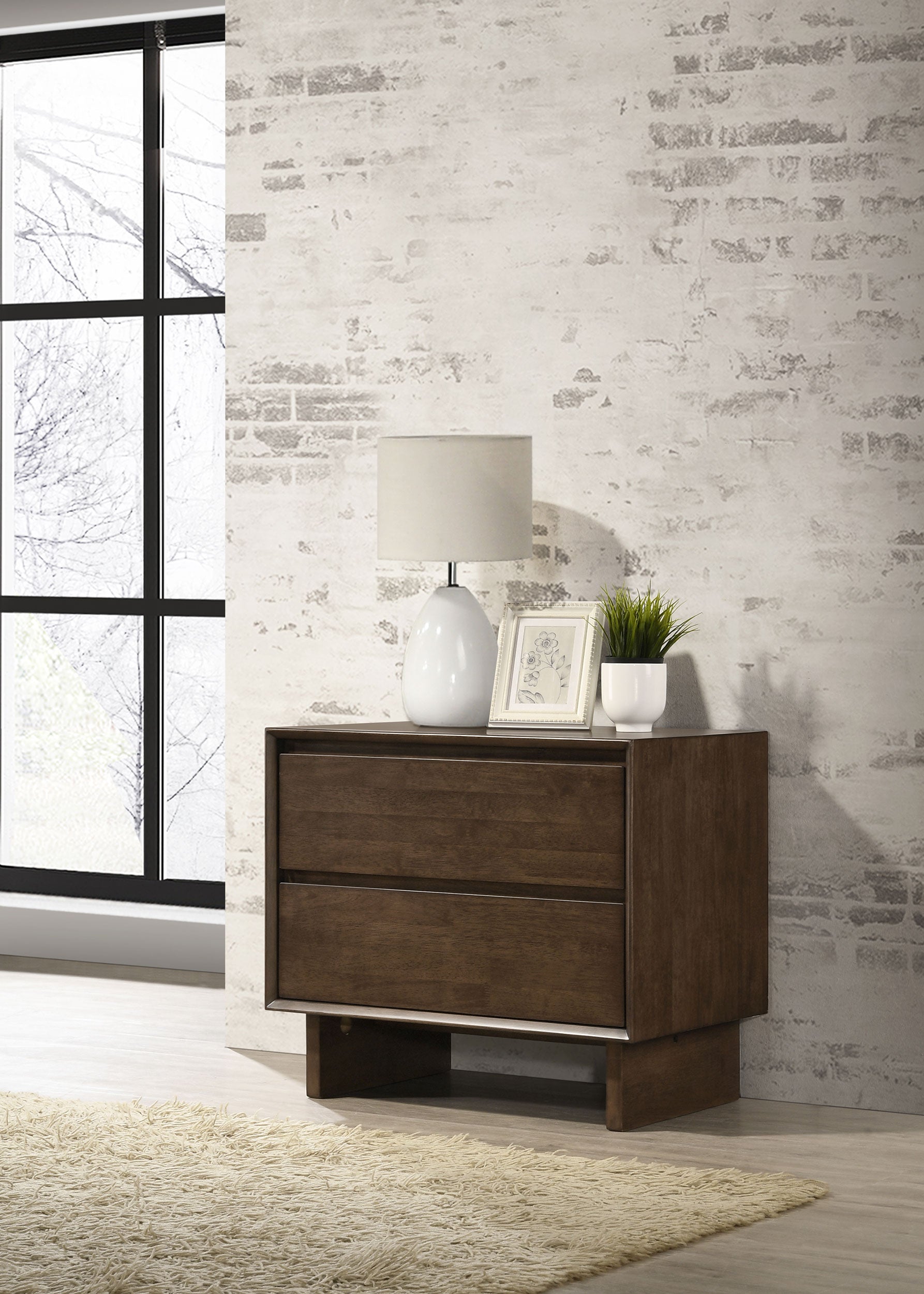 Glenwood 2-drawer Nightstand Bedside Table Warm Brown-