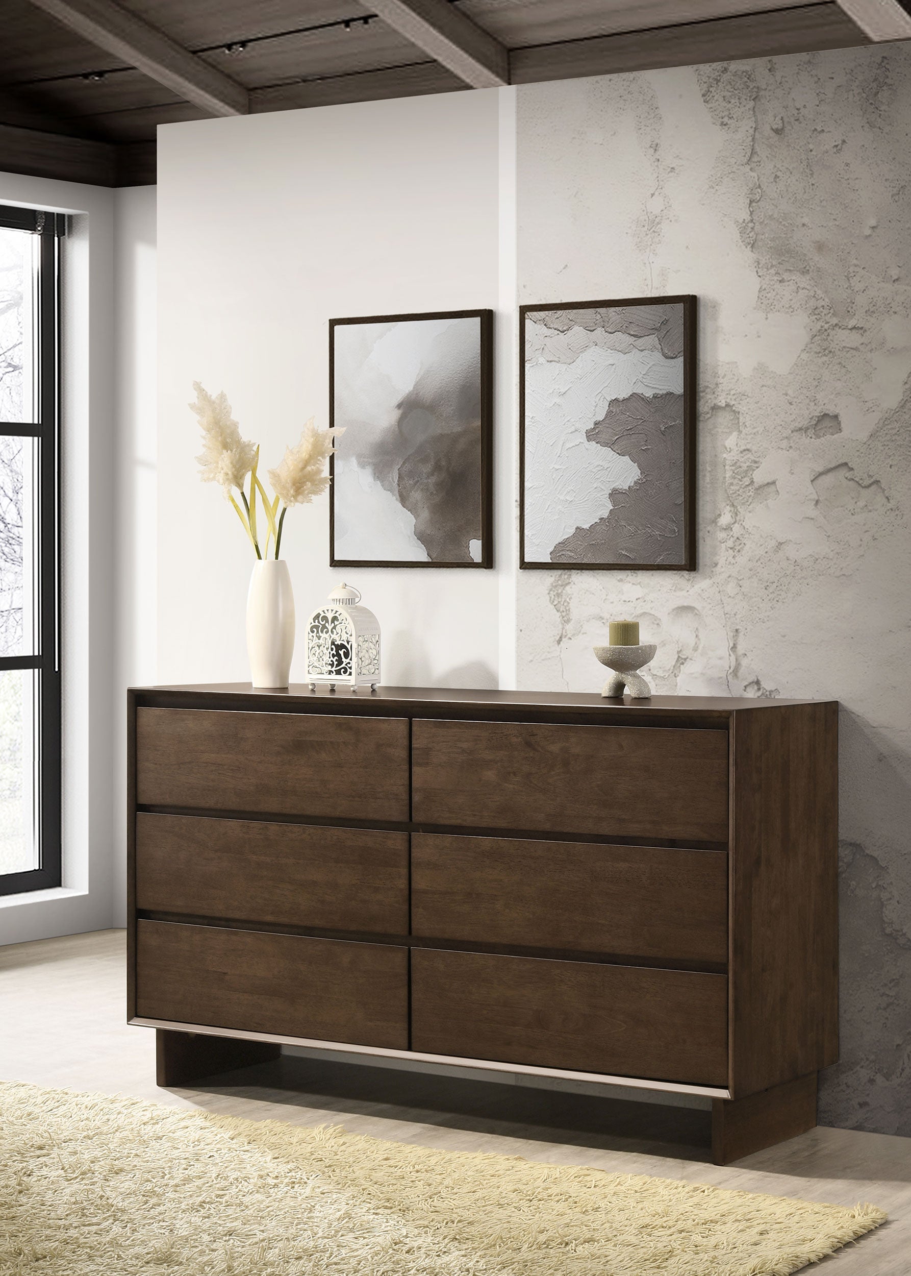 Glenwood 6-drawer Dresser Cabinet Warm Brown-