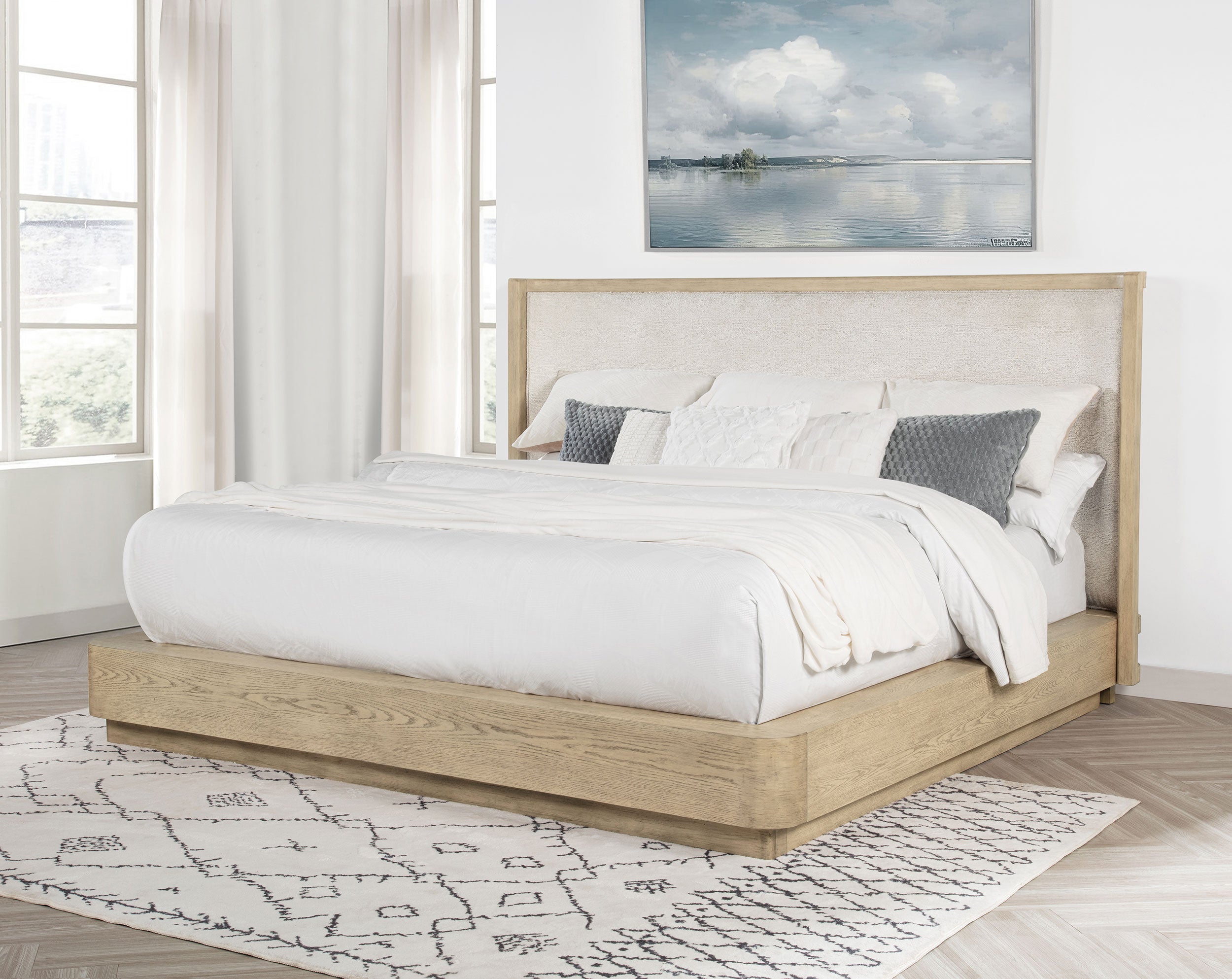 Kailani 52-inch Queen Wingback Bed Beige Oak-