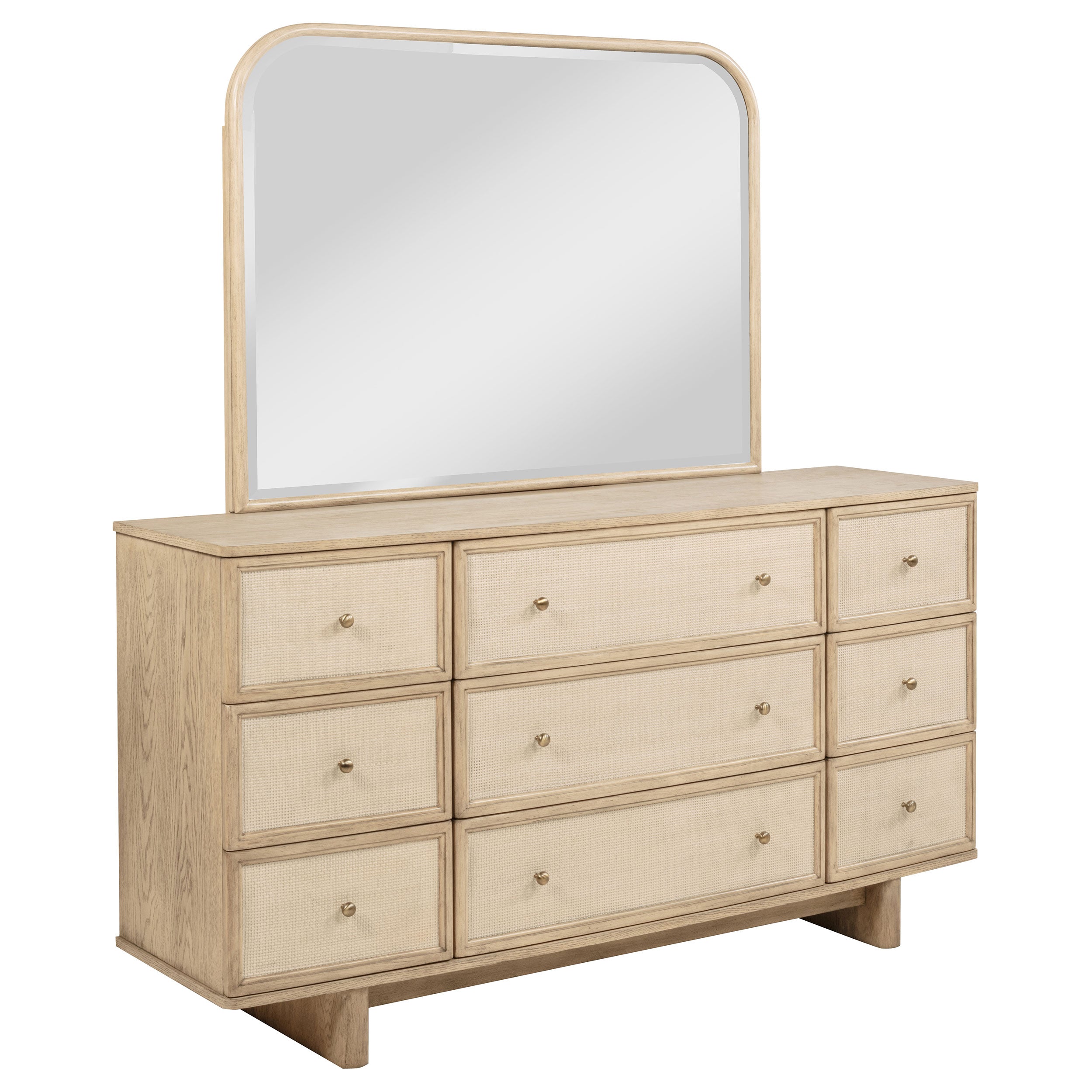 Kailani 9-drawer Dresser and Mirror Beige Oak-