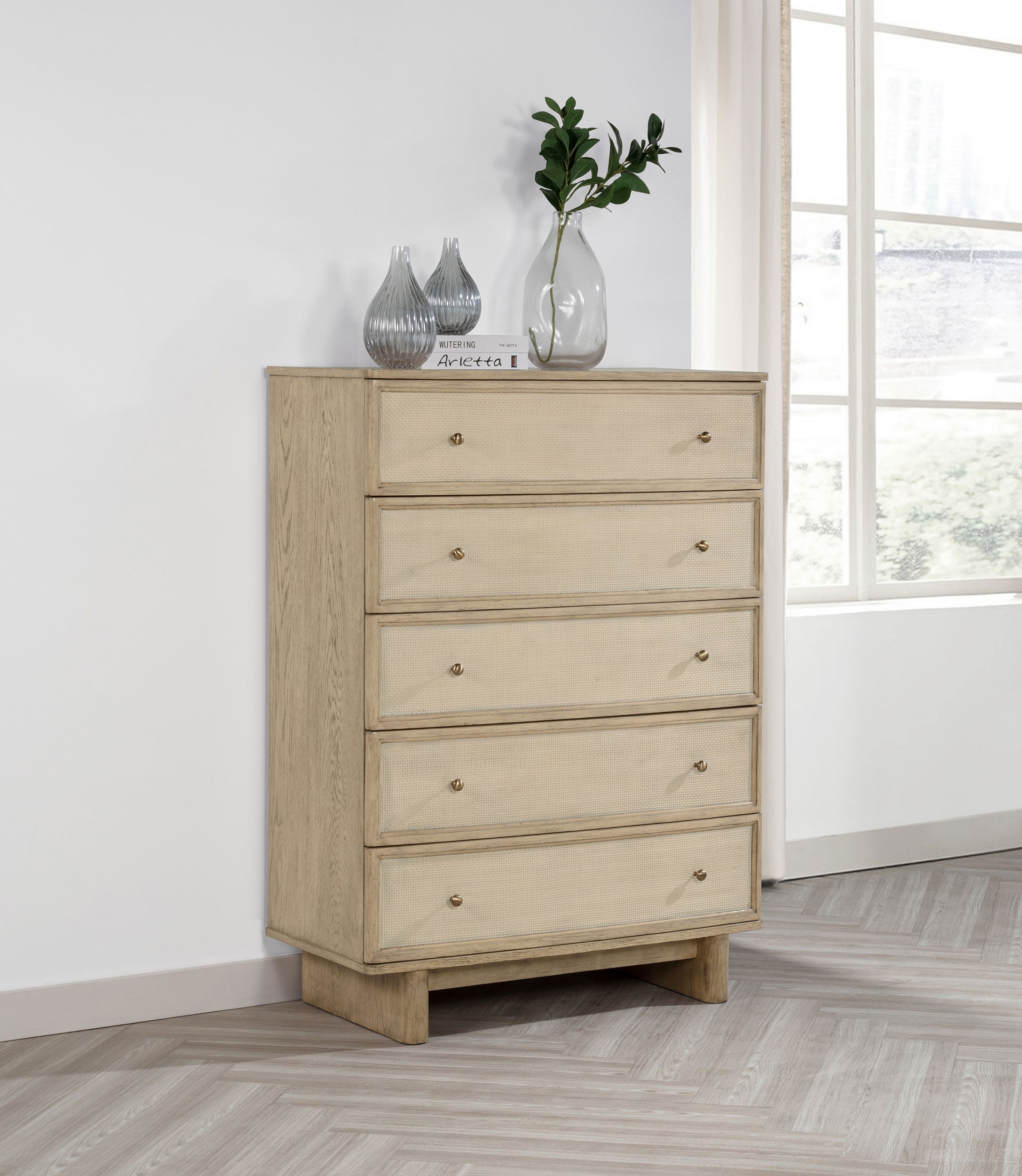 Kailani 5-drawer Bedroom Chest of Drawers Beige Oak-