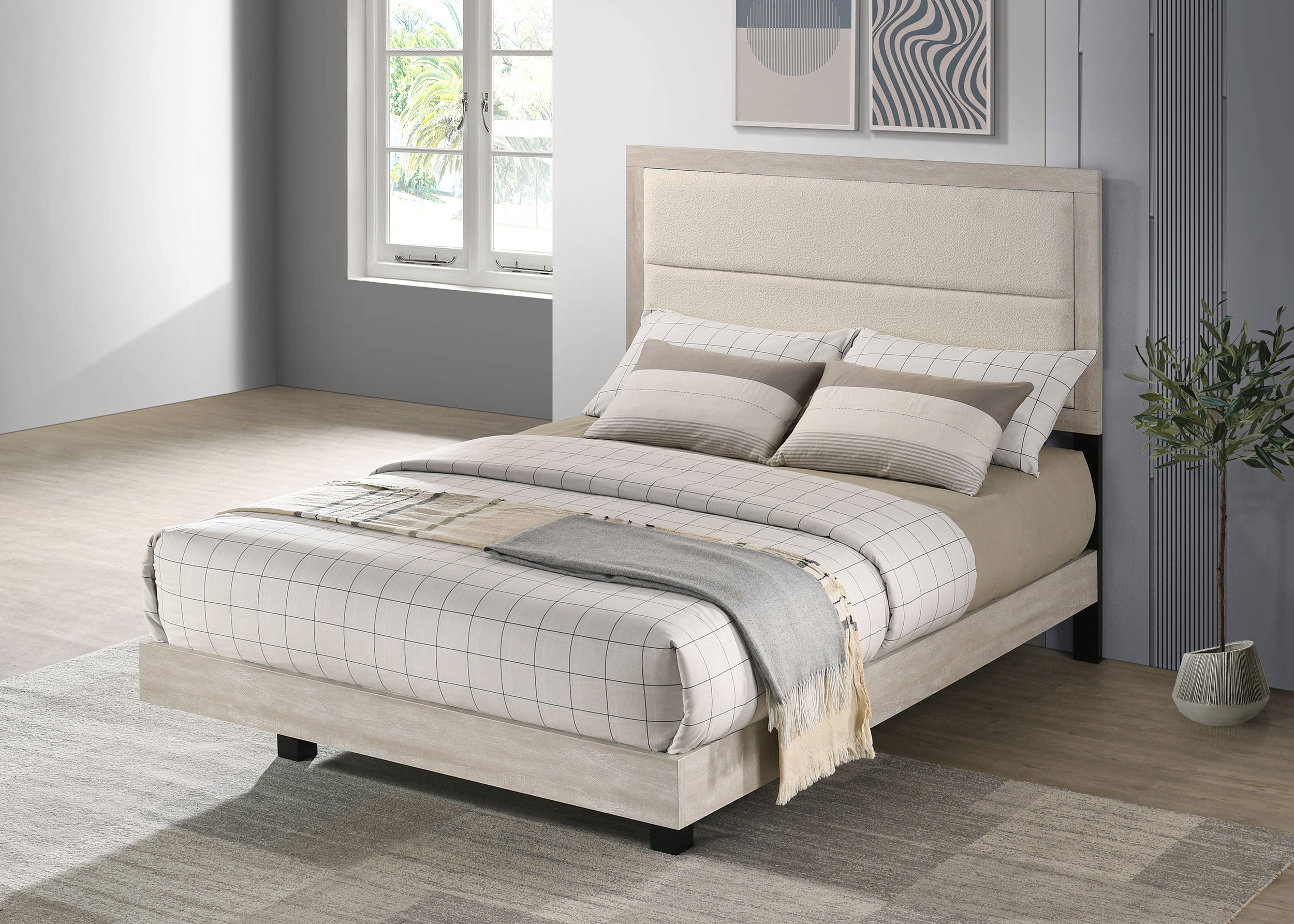 Trenton 54-inch Wood Full Panel Bed Rustic Cream-