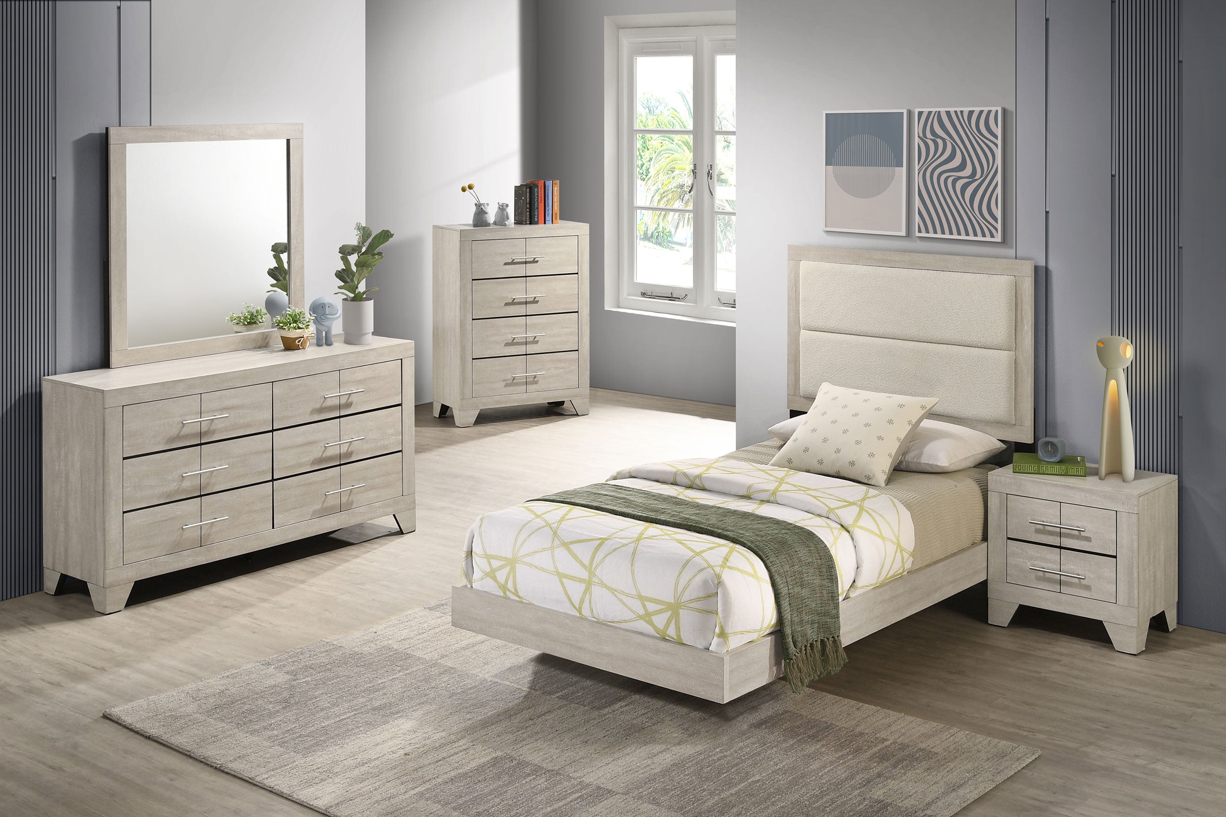 Trenton 54-inch Wood Twin Panel Bed Rustic Cream-
