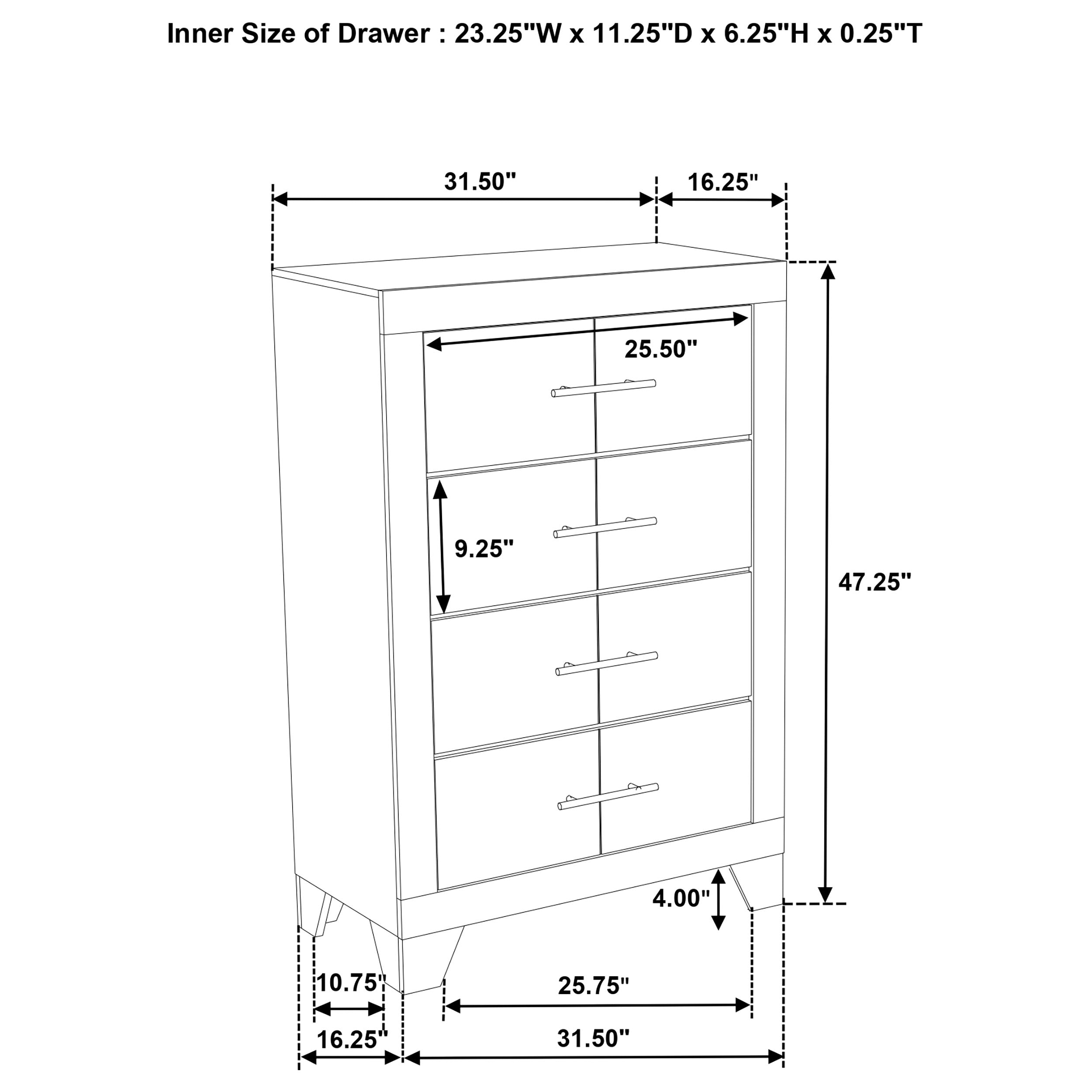 Trenton 4-drawer Bedroom Chest of Drawers Rustic Cream-