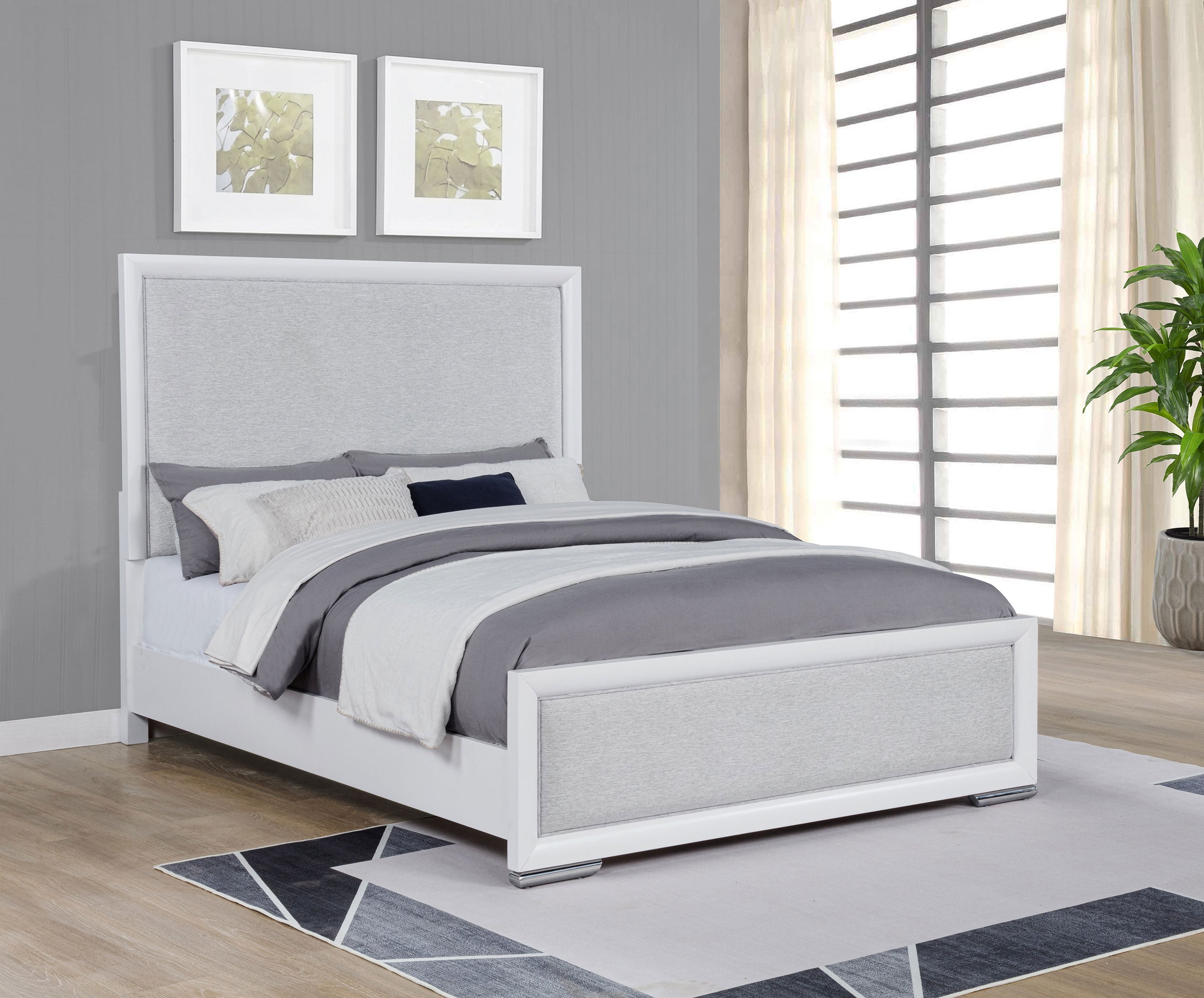 Gracemont 57-inch Queen Panel Bed Grey and White-