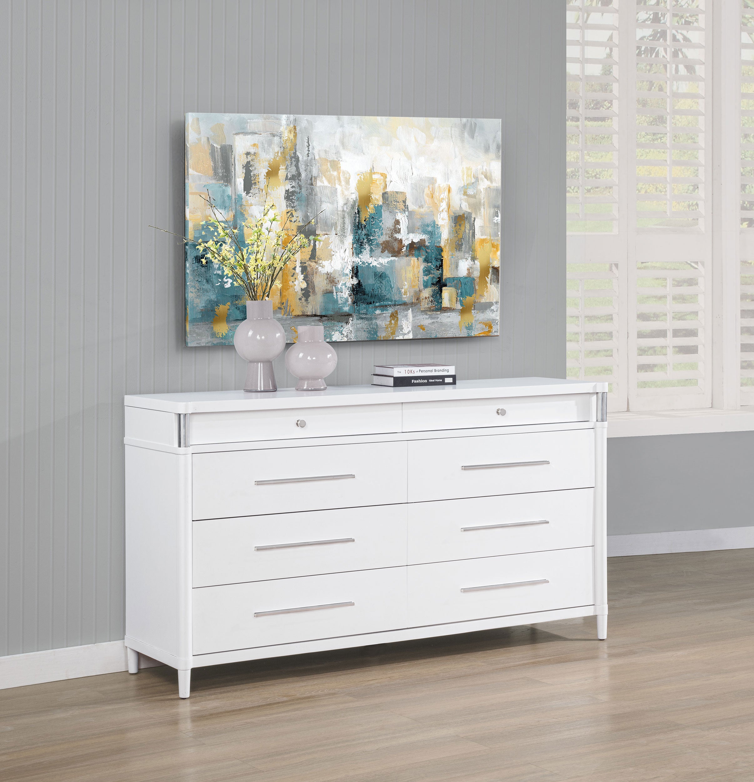 Gracemont 8-drawer Bedroom Dresser Cabinet White-