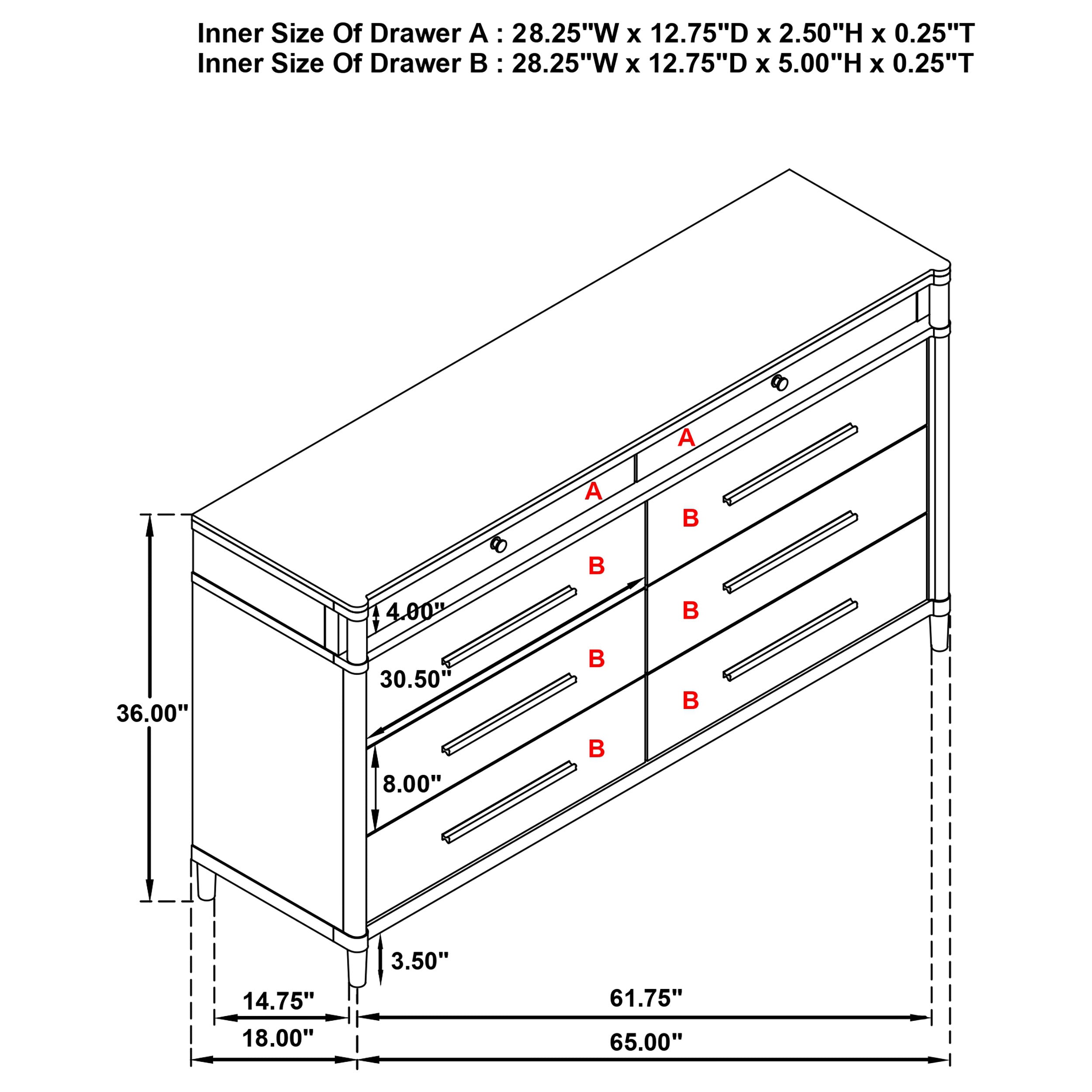 Gracemont 8-drawer Bedroom Dresser Cabinet White-