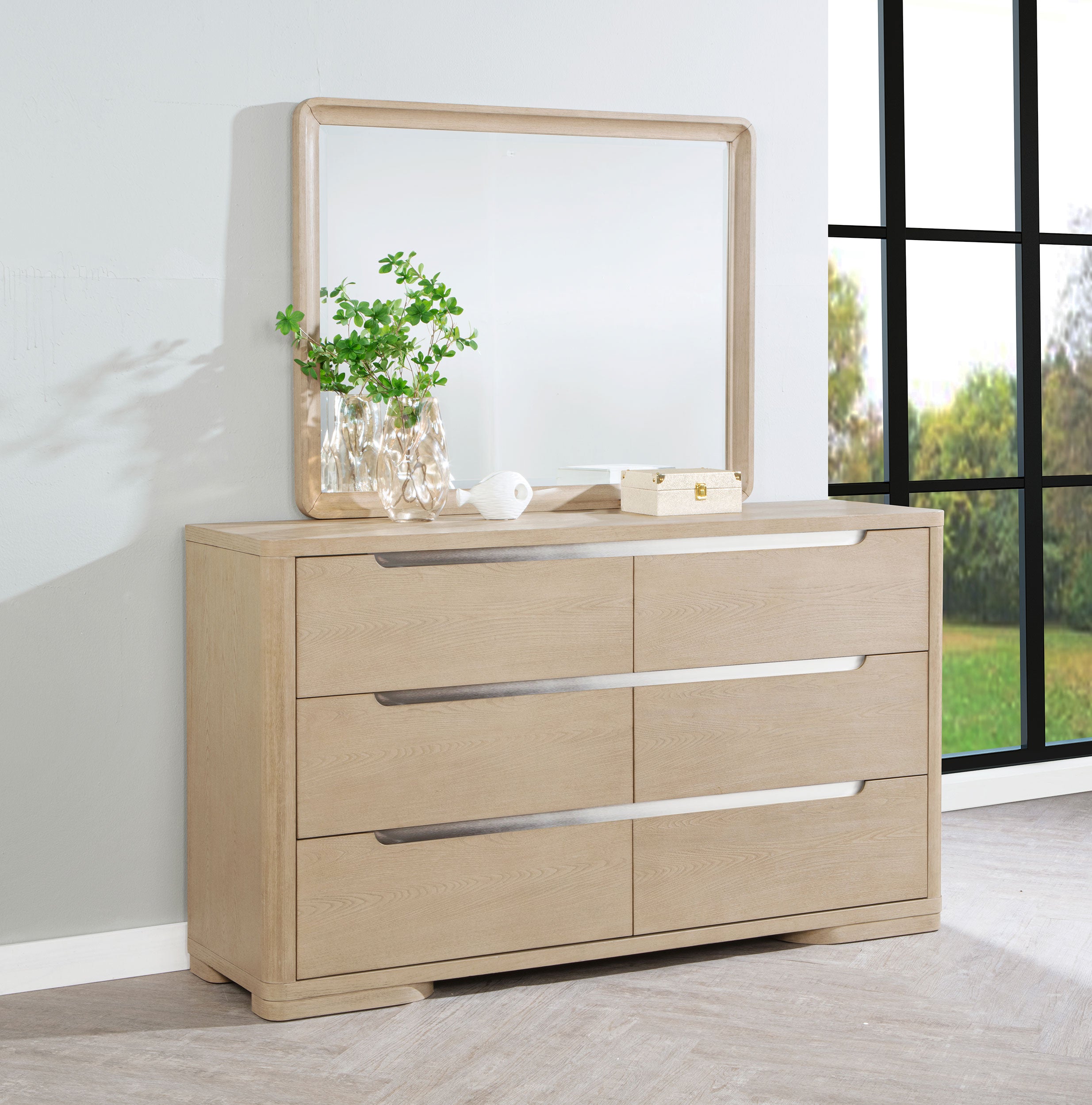 Ladera 6-drawer Bedroom Dresser and Mirror Light Elm-