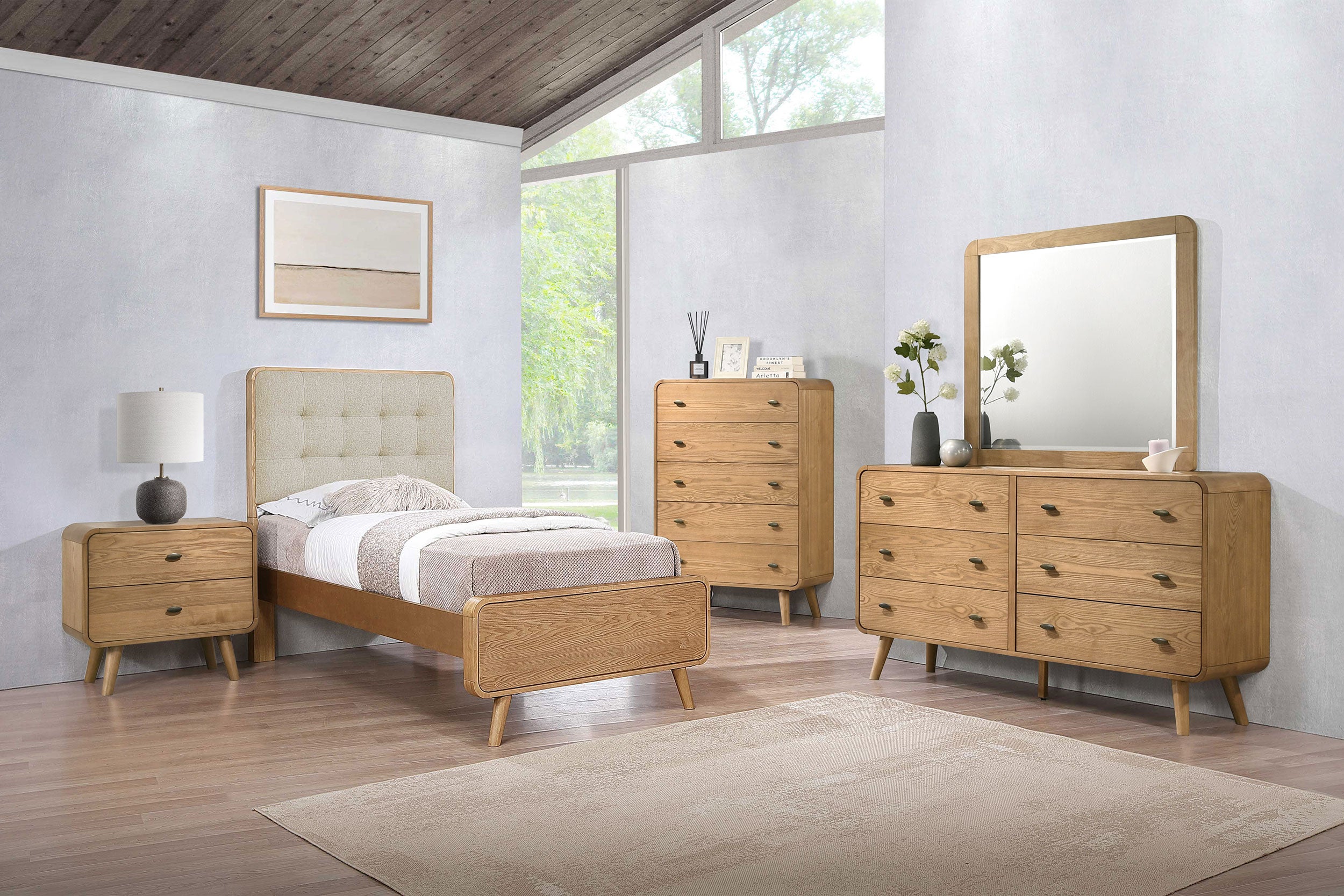Robyn Wood Twin Platform Bed Light Ash-