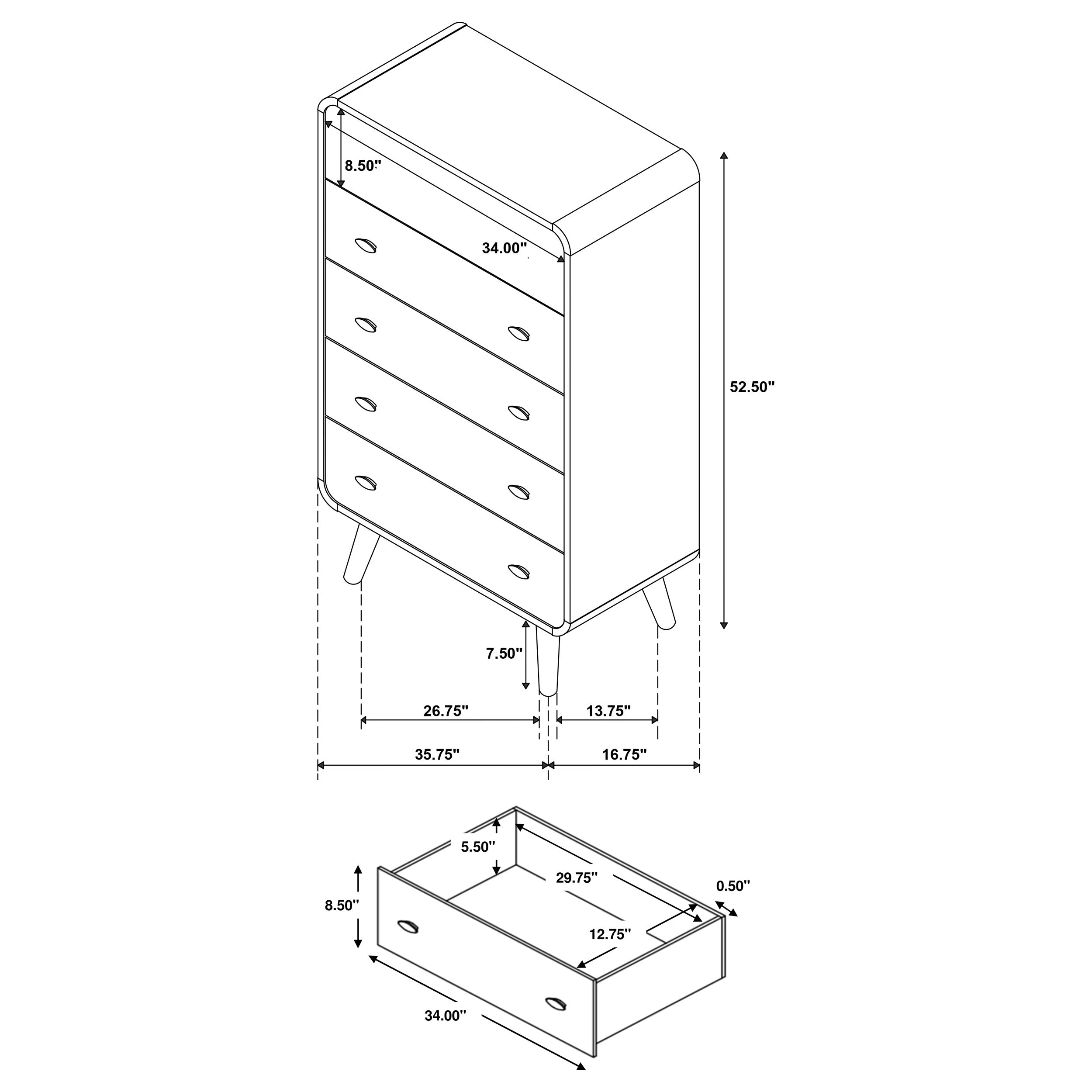 Robyn 5-drawer Bedroom Chest of Drawers Light Ash-