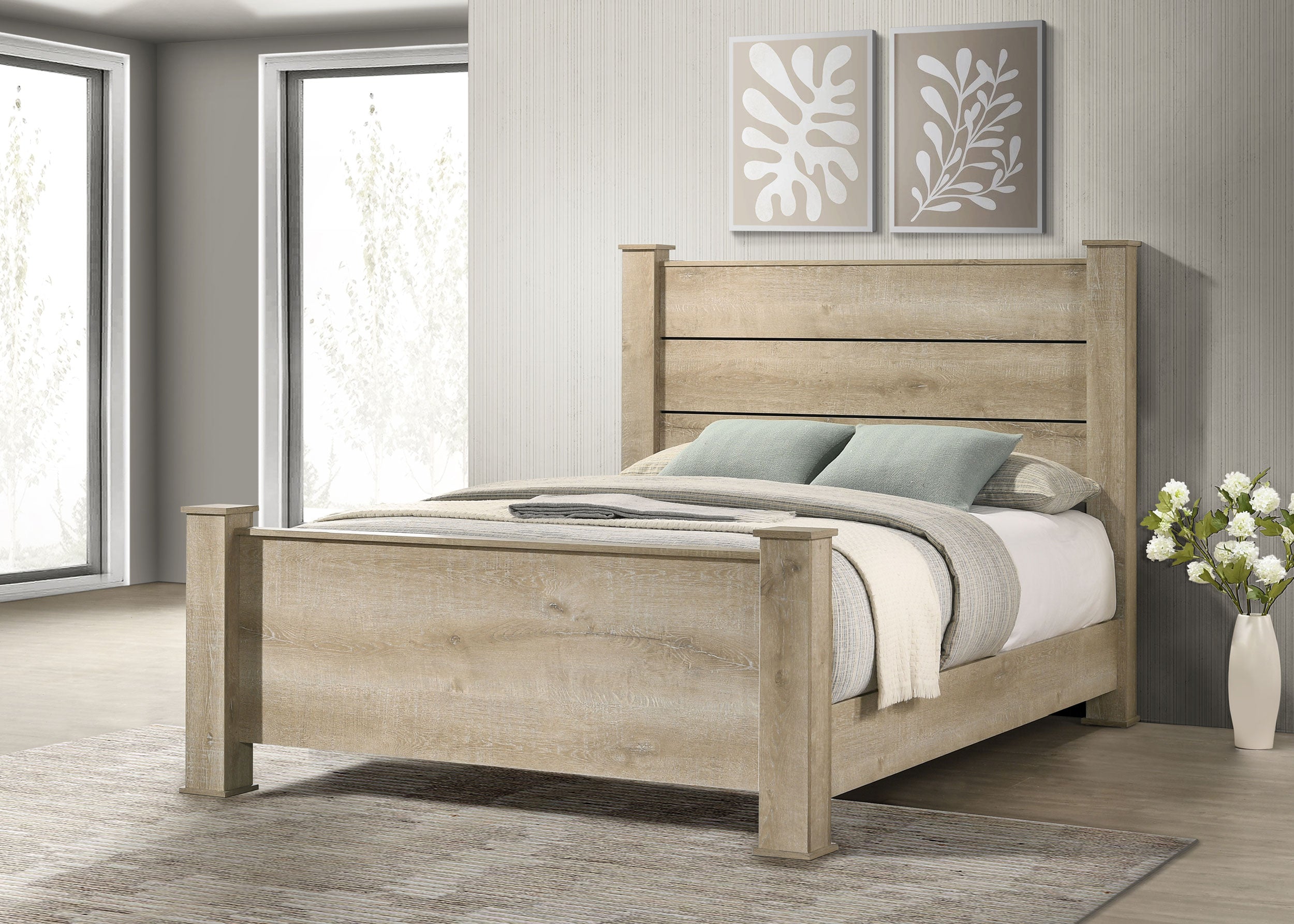 Oakglen 55-inch Queen Panel Bed Weathered Oak-