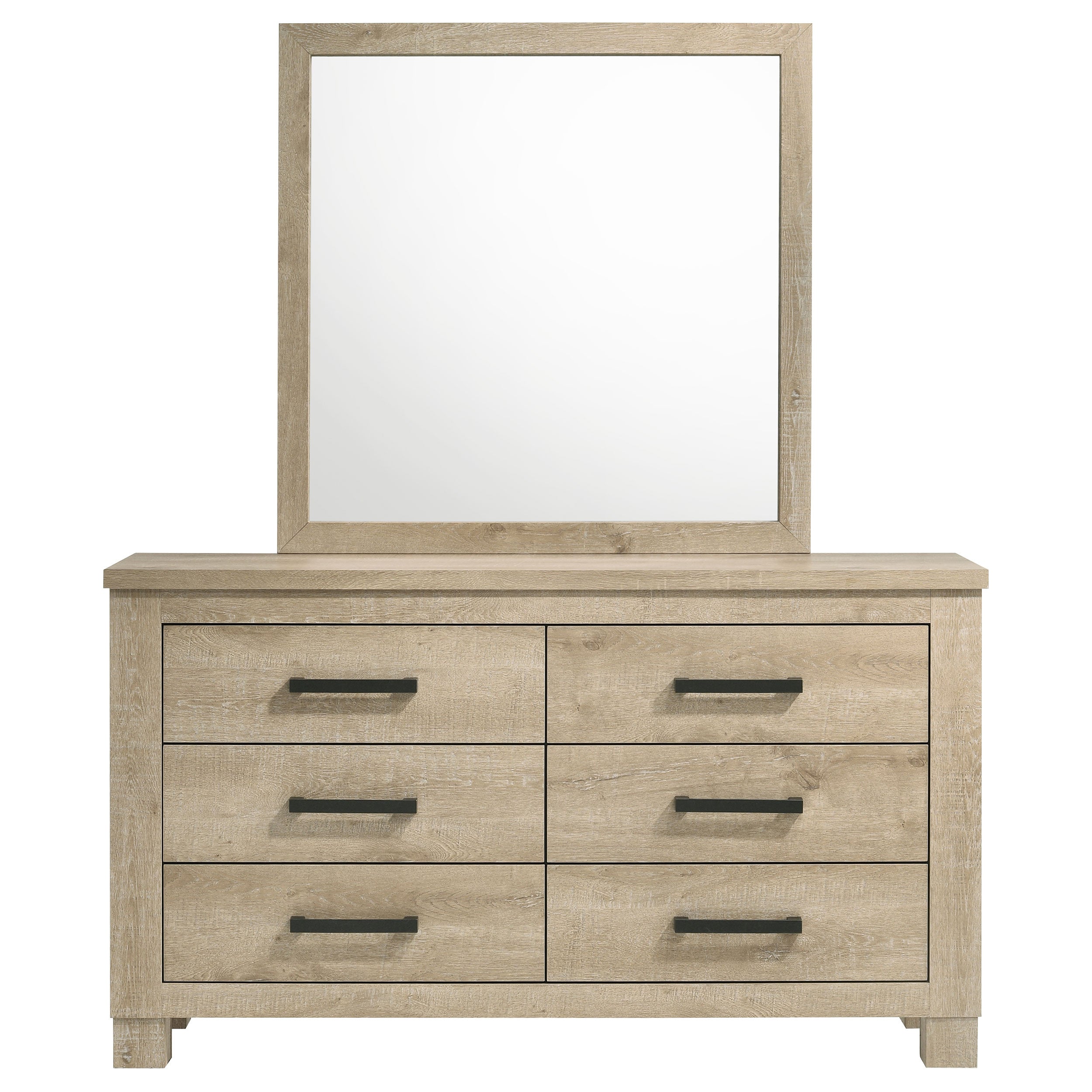 Oakglen 6-drawer Bedroom Dresser and Mirror Weathered Oak-