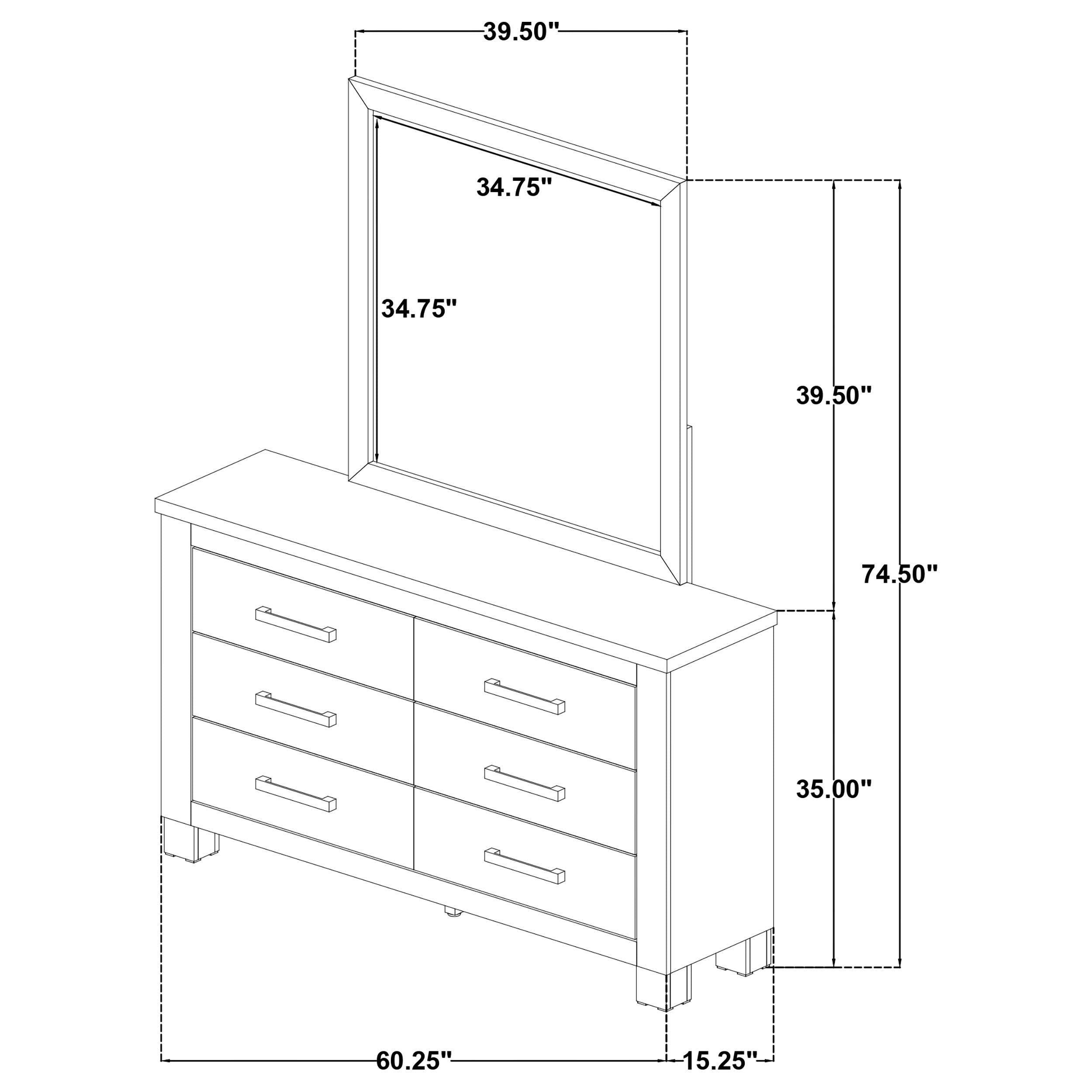 Oakglen 6-drawer Bedroom Dresser and Mirror Weathered Oak-