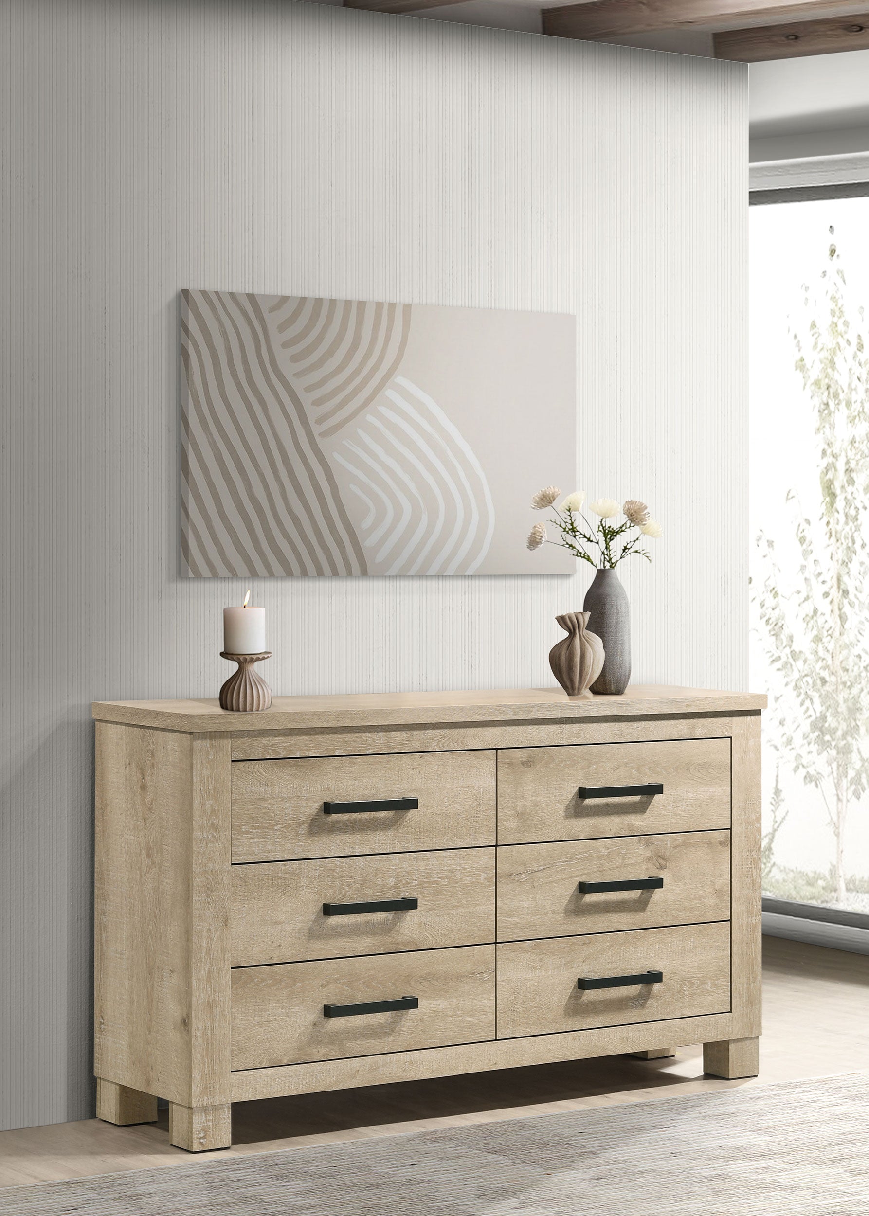 Oakglen 6-drawer Bedroom Dresser Weathered Oak-