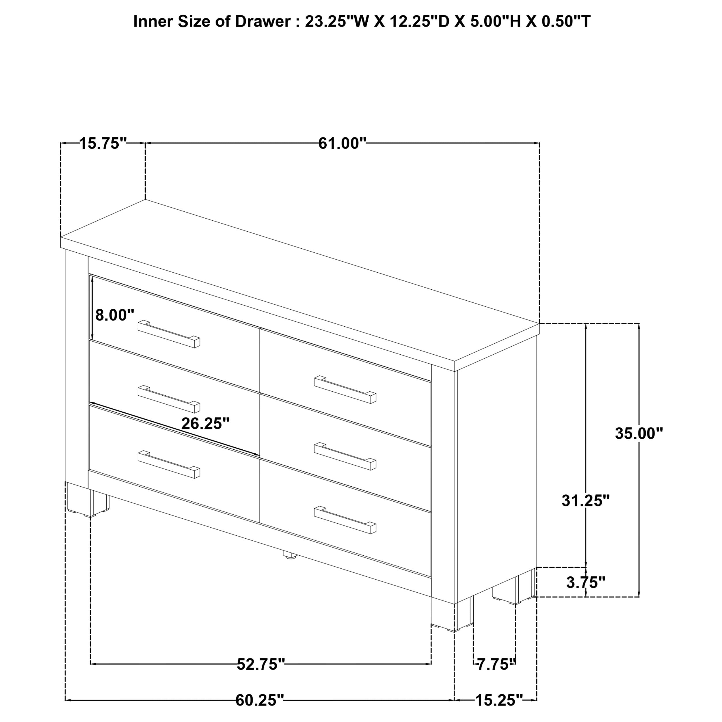 Oakglen 6-drawer Bedroom Dresser Weathered Oak-
