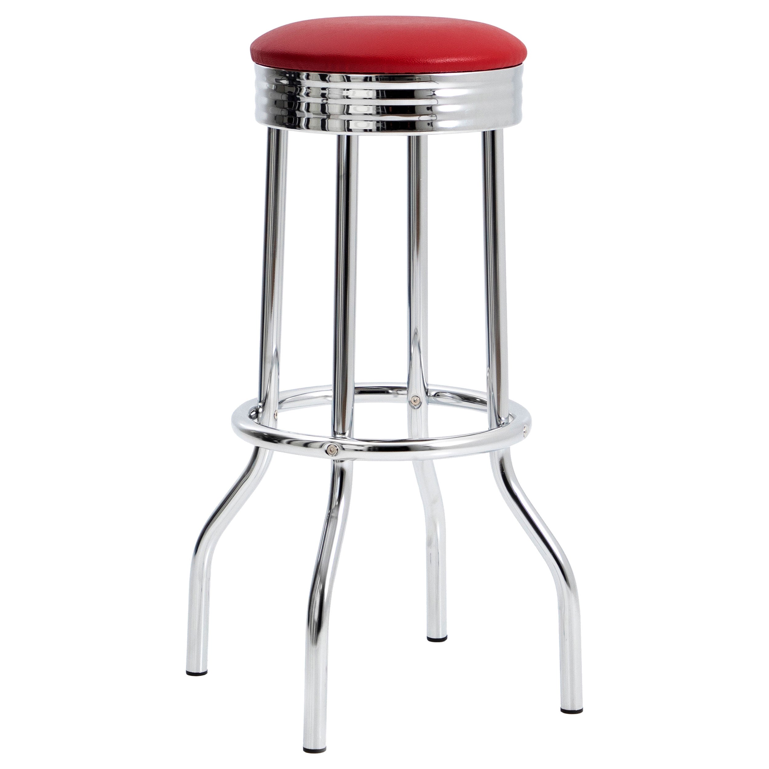 Retro Upholstered Metal Swivel Bar Stool Red (Set of 2)-CoasterEveryday