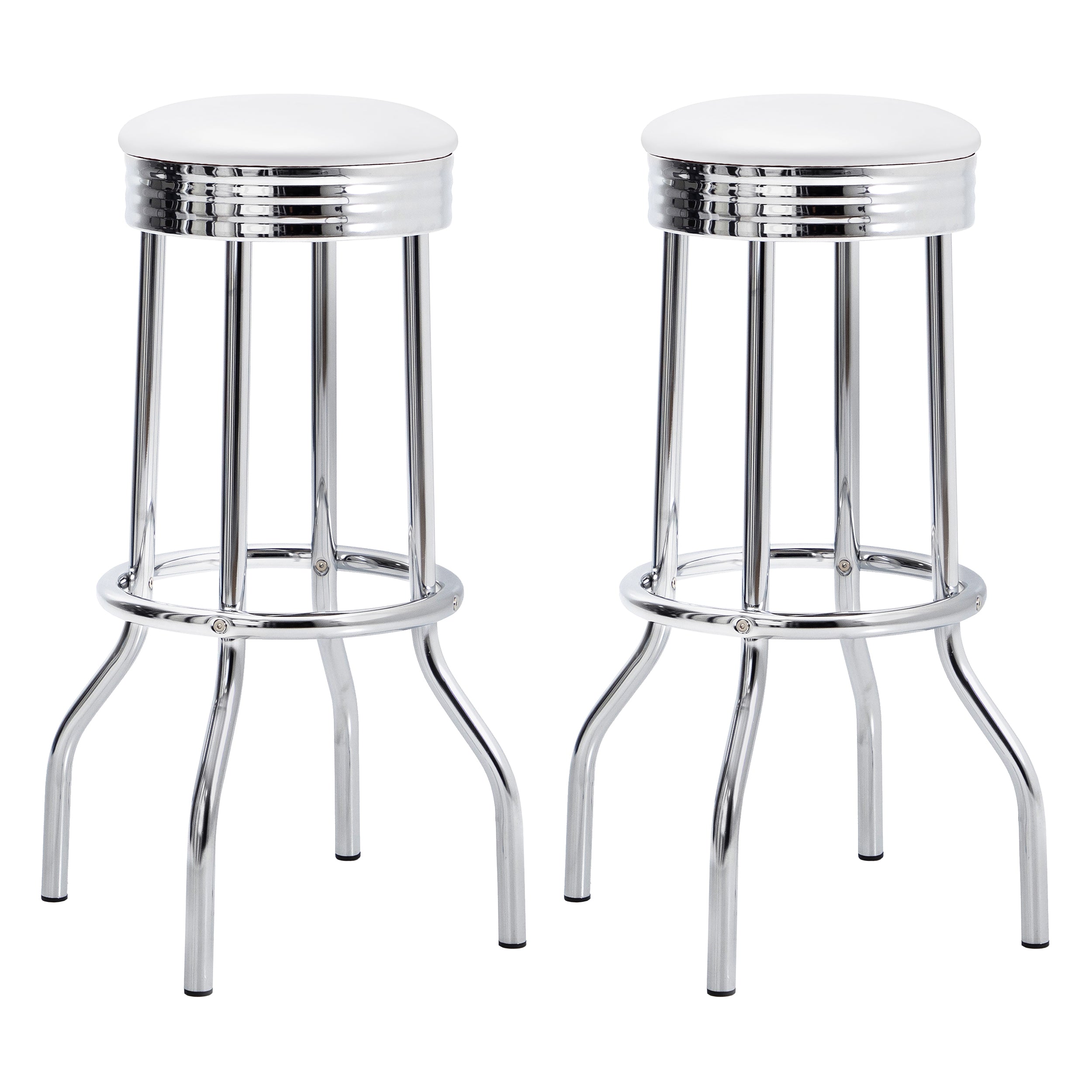Retro Upholstered Metal Swivel Bar Stool White (Set of 2)-CoasterEveryday
