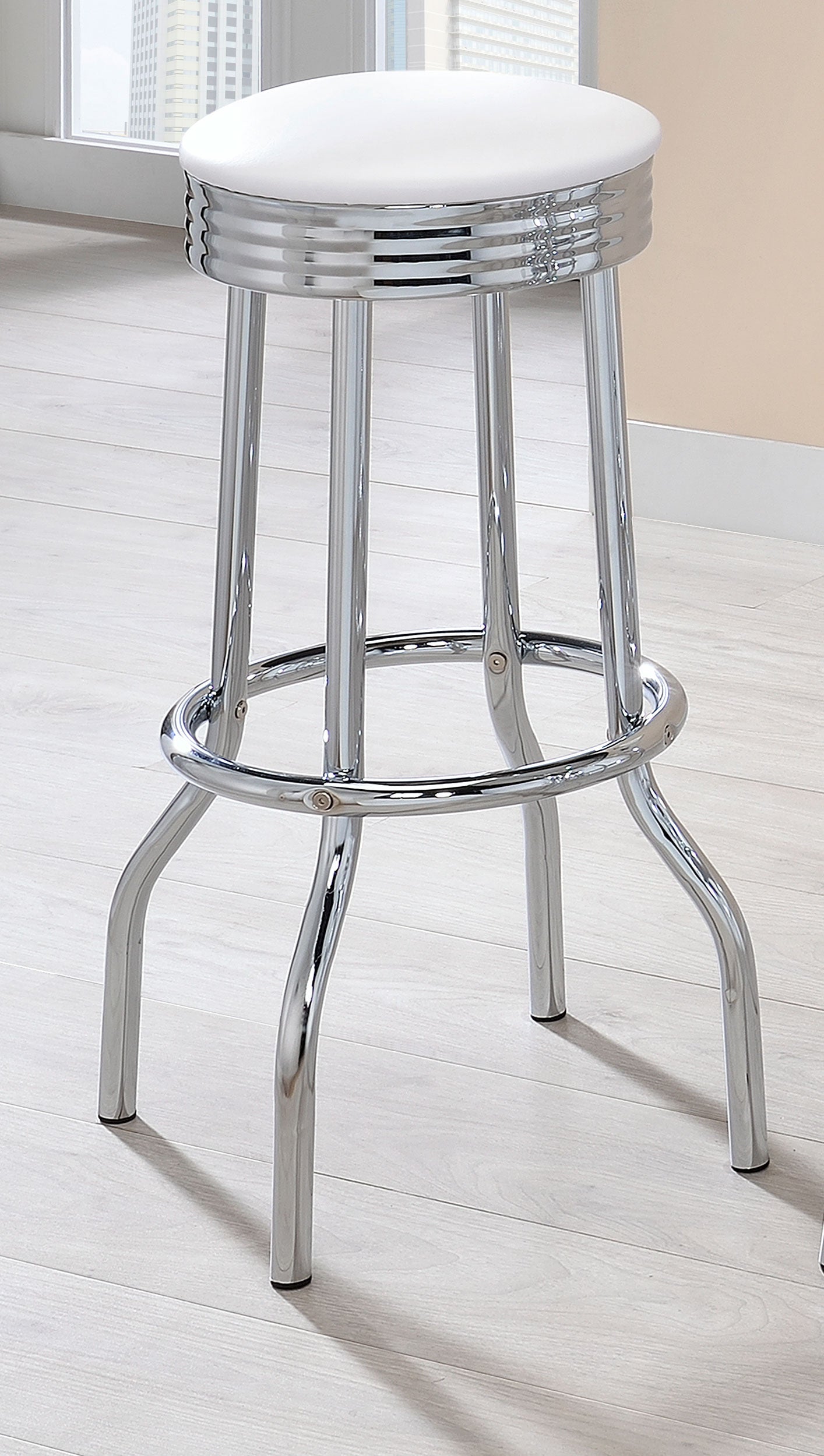 Retro Upholstered Metal Swivel Bar Stool White (Set of 2)-CoasterEveryday
