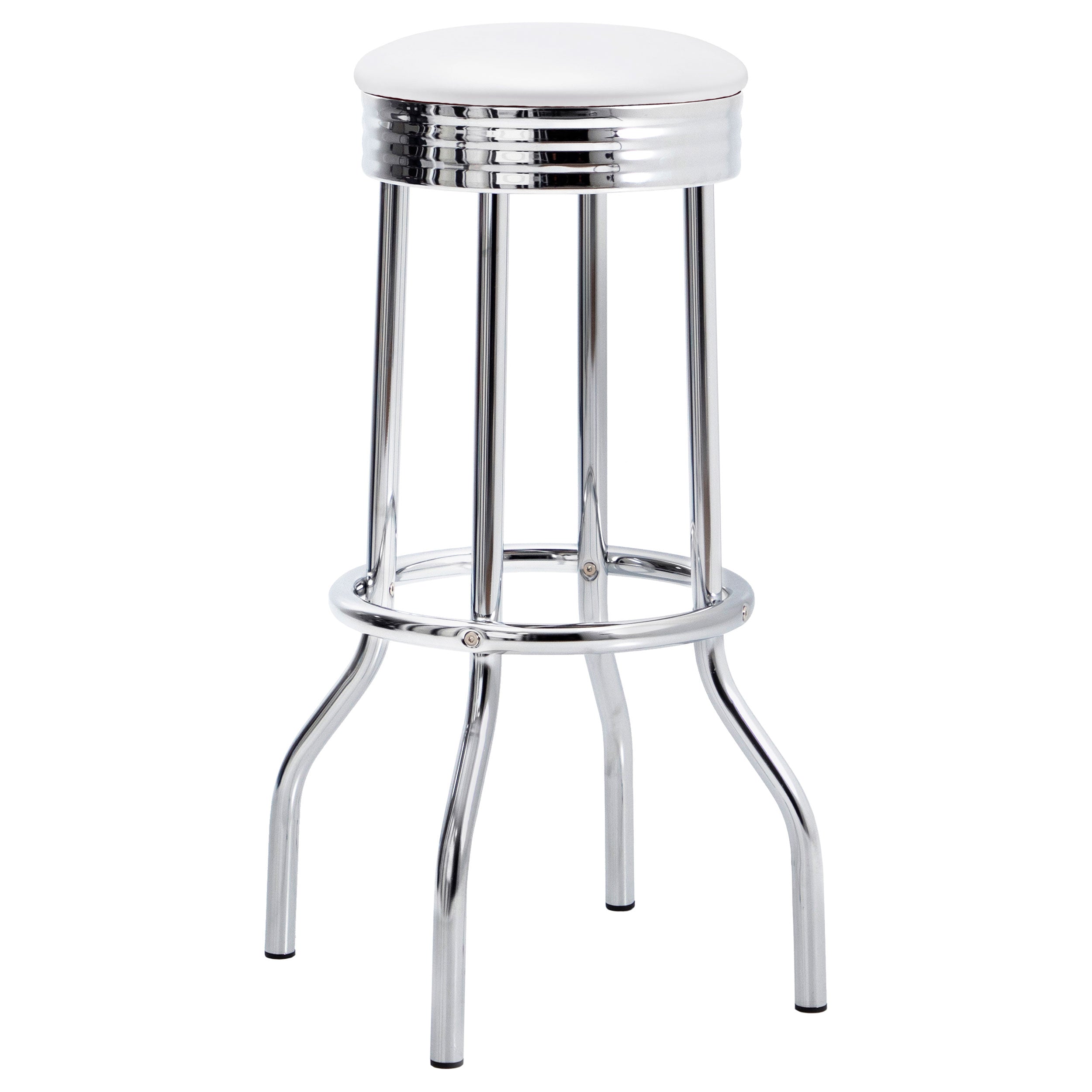 Retro Upholstered Metal Swivel Bar Stool White (Set of 2)-CoasterEveryday