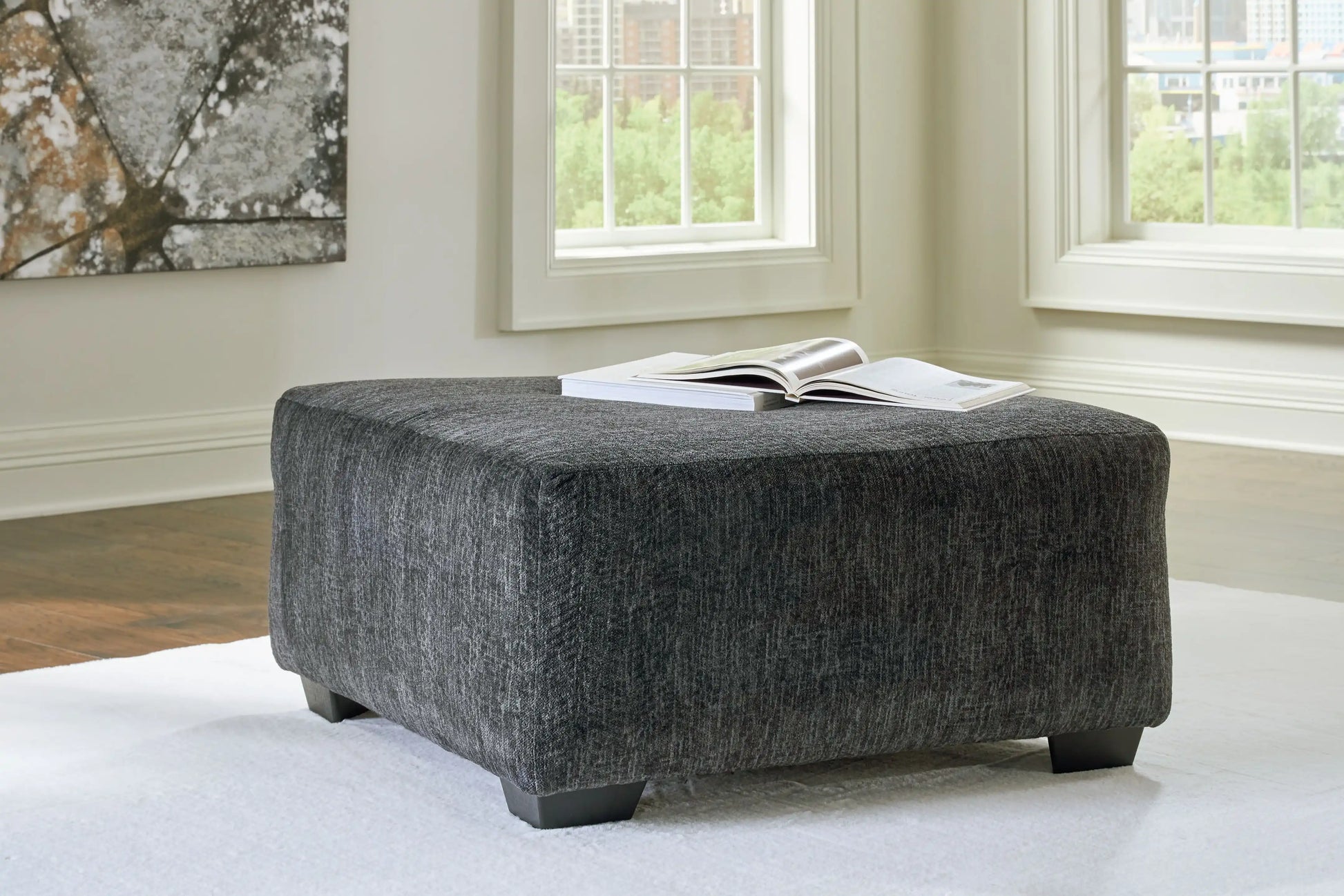 Biddeford - Oversized Accent Ottoman - Shadow - Best Buy Furniture