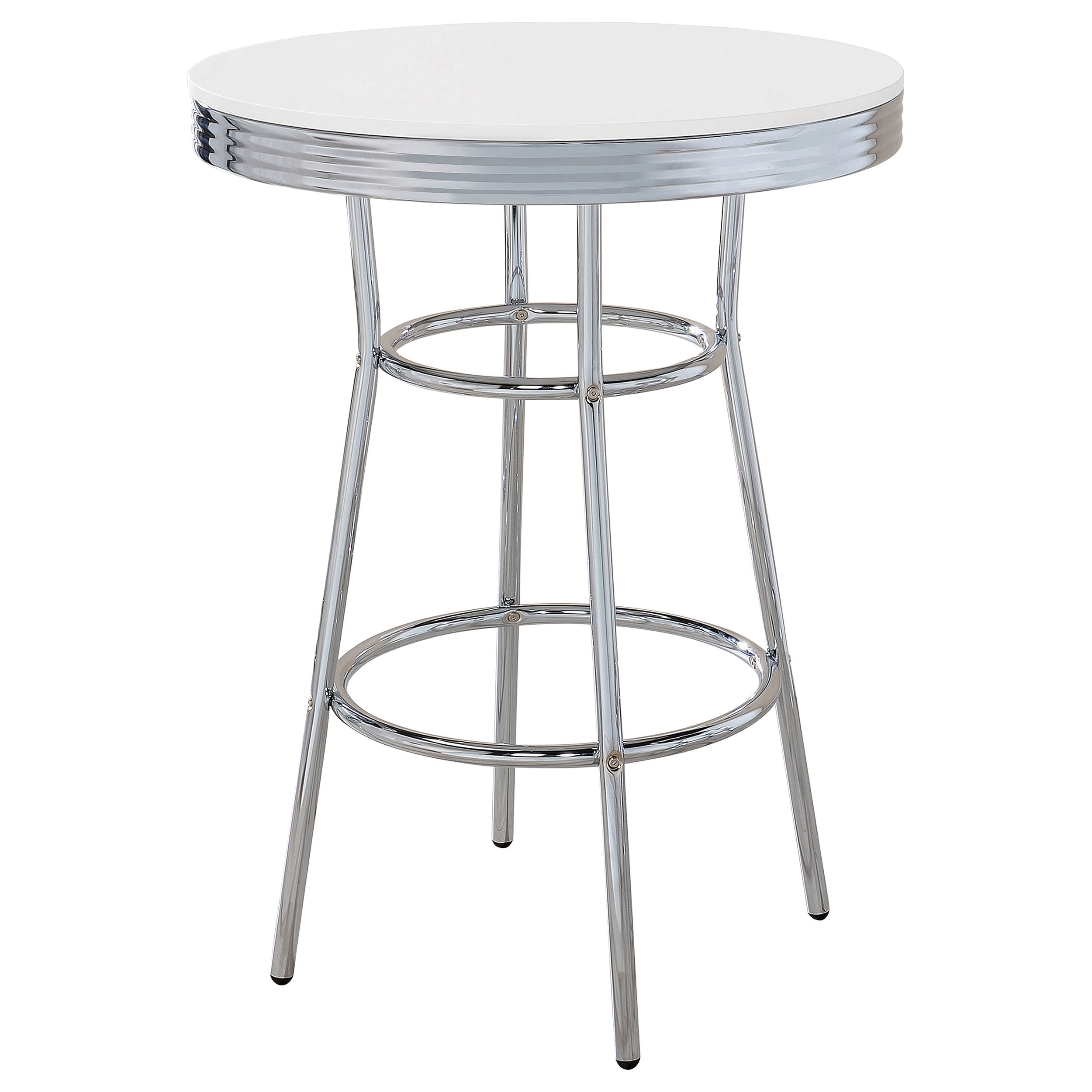 Retro Round 30-inch 1950's Bistro Pub Height Bar Table White-CoasterEveryday