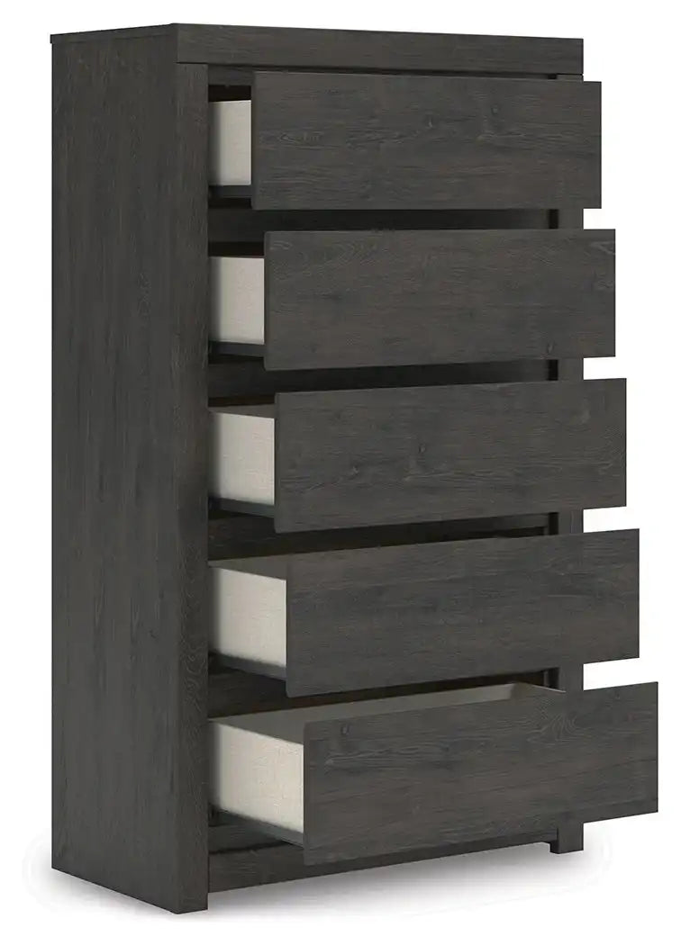 Fraluna - Five Drawer Chest - Charcoal - Best Buy Furniture