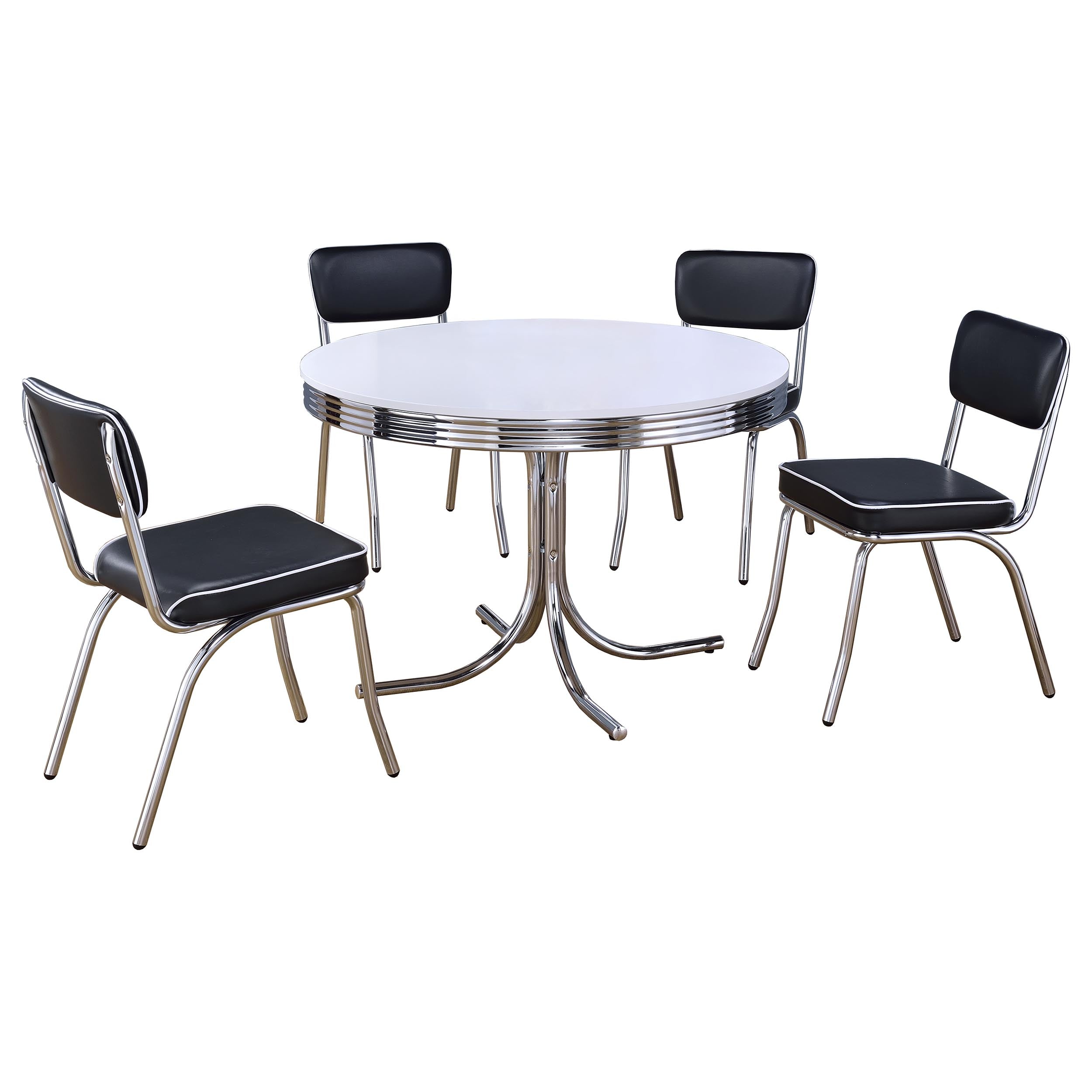 Retro 5-piece Round Dining Table Set White and Black-CoasterEveryday