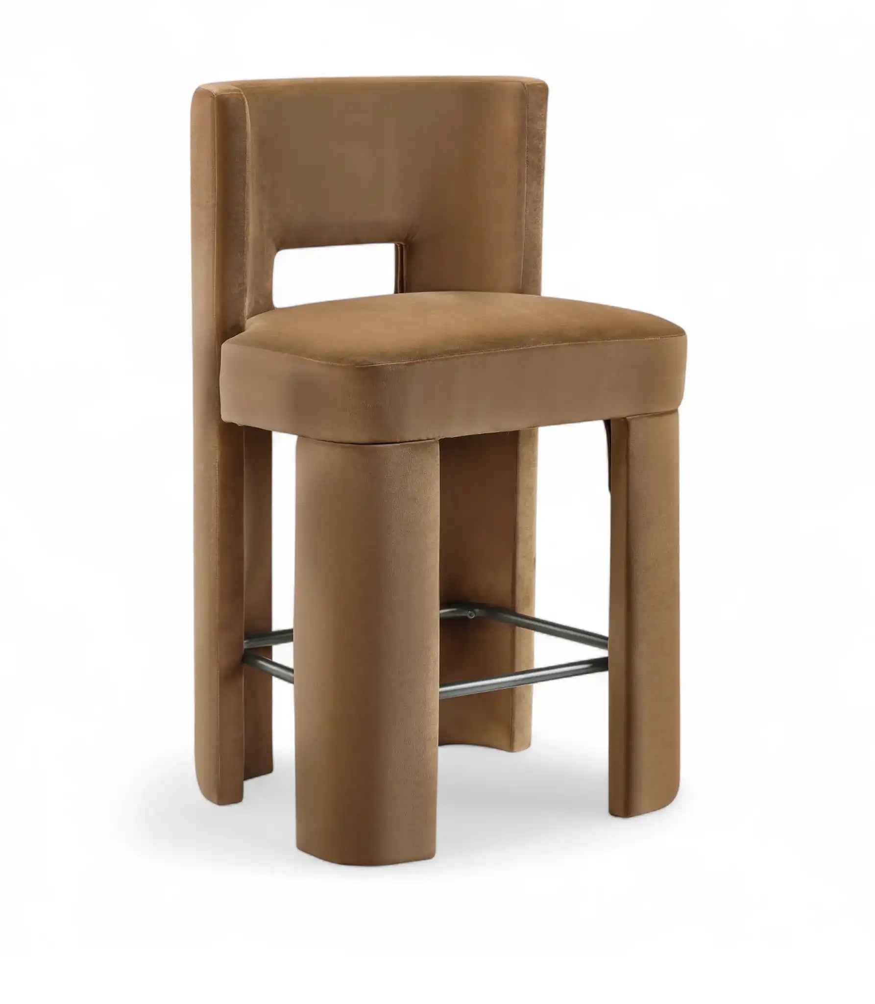 Zuno - Velvet Performance Fabric Upholstered Counter Stool (Set of 2) - Saddle - Best Buy Furniture