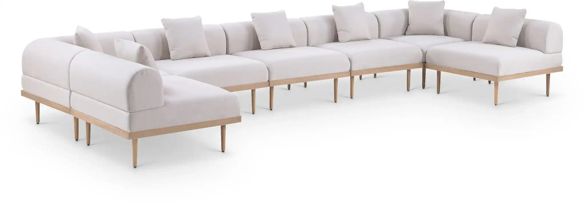 Laguna - 7 Piece Resilient Water Resistant Fabric 142" Upholstered Outdoor Patio Modular Sectional - Best Buy Furniture
