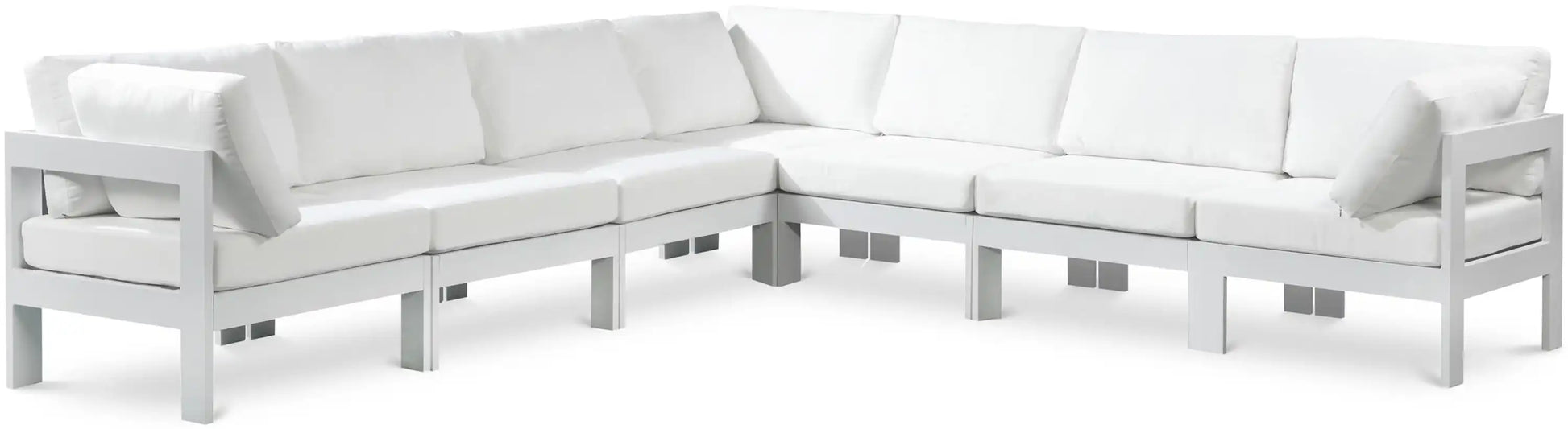 Nizuc - Outdoor Patio 7 Piece Modular Sectional With White Frame - Best Buy Furniture