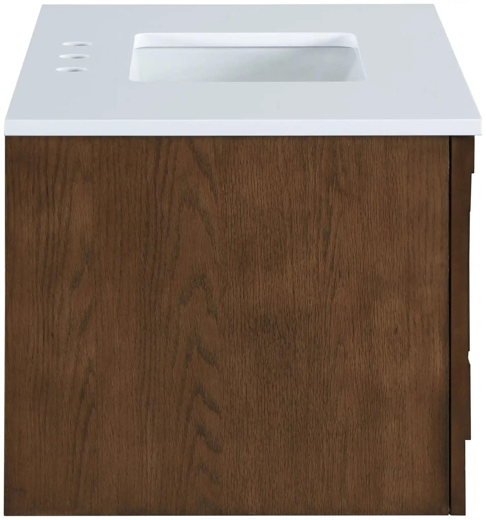 Leonardo - Engineered Stone And Solid Wood 24" Wall Mounted Bathroom Vanity