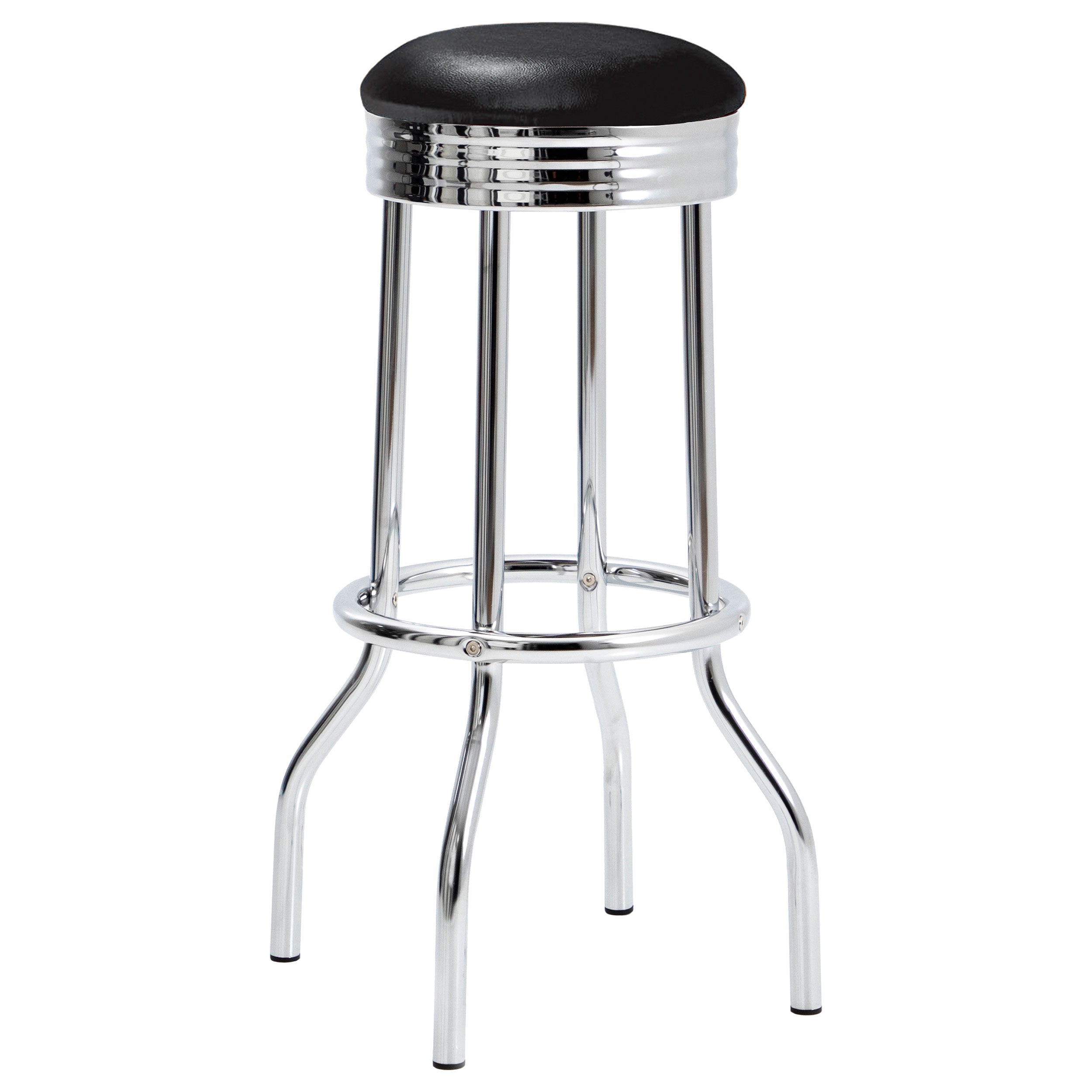Retro Upholstered Metal Swivel Bar Stool Black (Set of 2)-CoasterEveryday