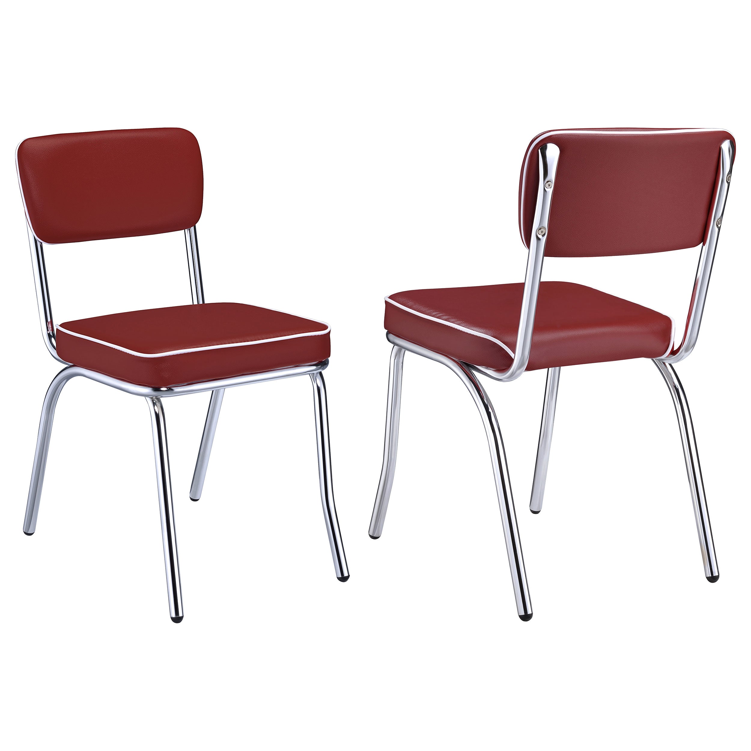 Retro Upholstered Dining Side Chair Red (Set of 2)-CoasterEveryday