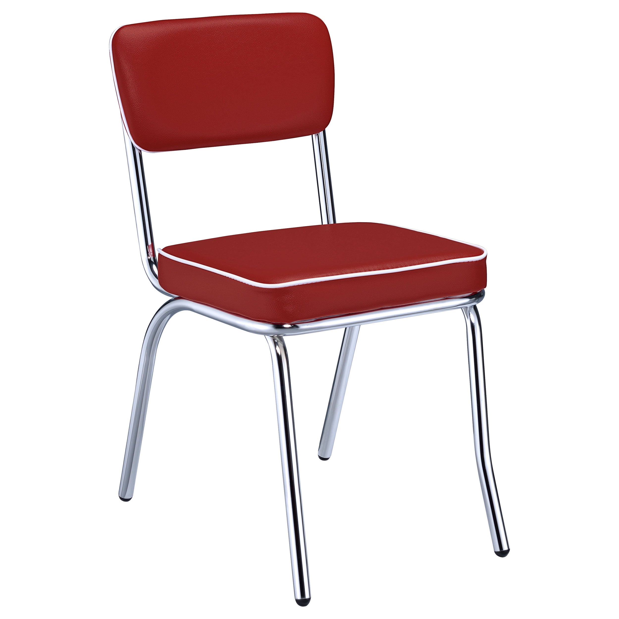 Retro Upholstered Dining Side Chair Red (Set of 2)-CoasterEveryday