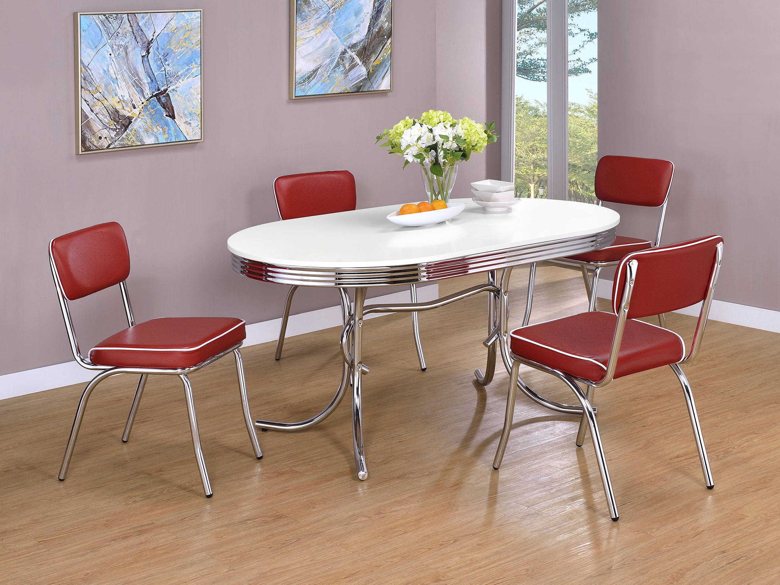 Retro Upholstered Dining Side Chair Red (Set of 2)-CoasterEveryday