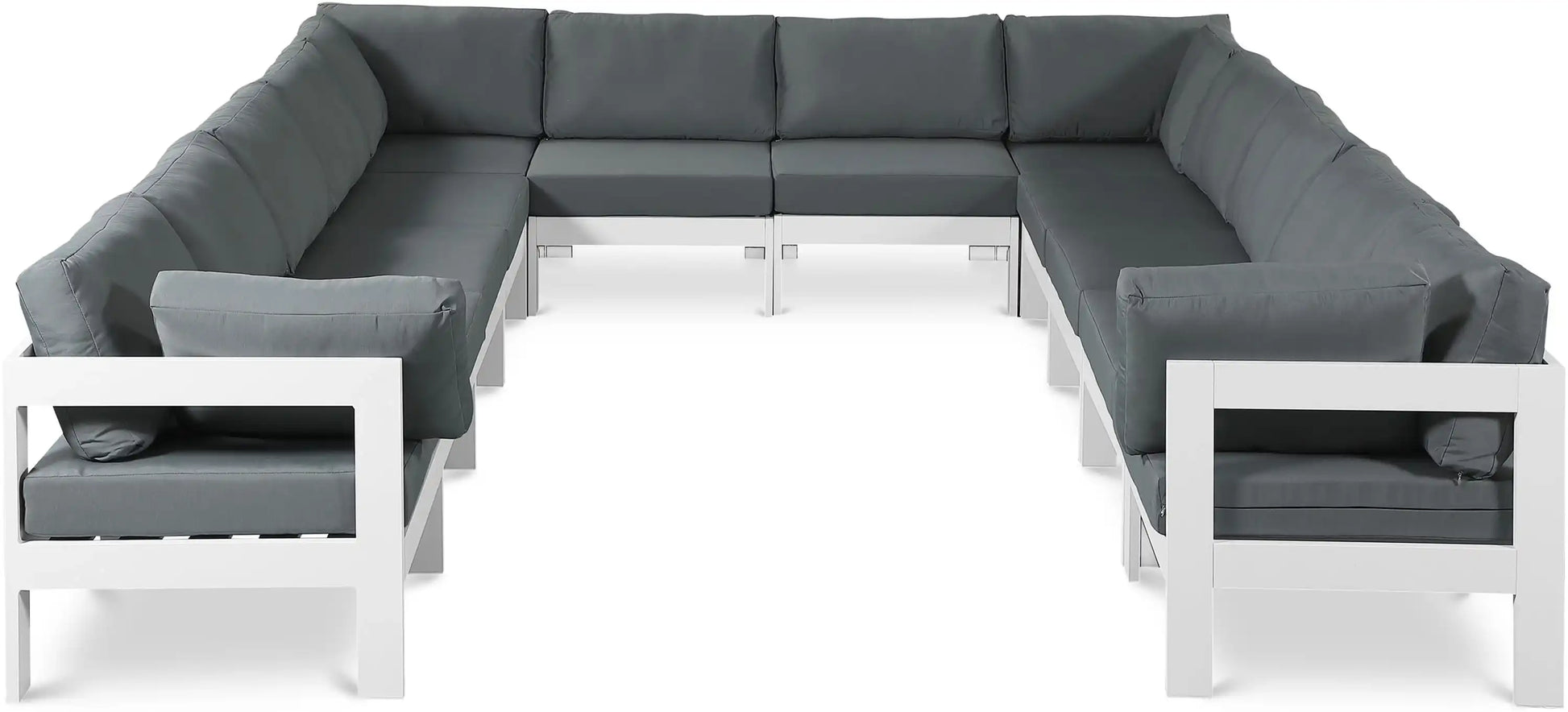 Nizuc - Outdoor Patio 12 Piece Modular Sectional With White Frame - Best Buy Furniture