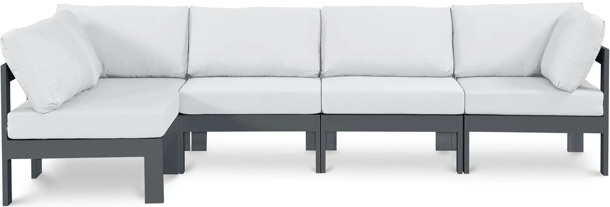 Nizuc - Outdoor Patio 5 Piece Modular Sectional With Gray Frame - Best Buy Furniture