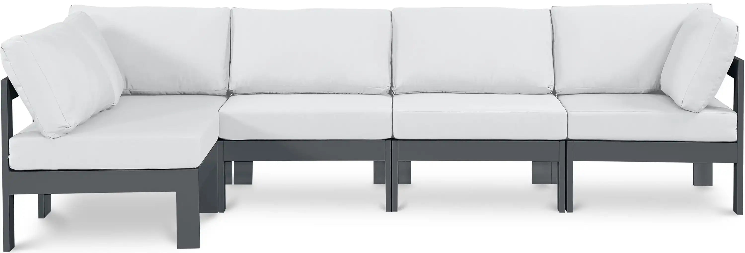 Nizuc - Outdoor Patio 5 Piece Modular Sectional With Gray Frame - Best Buy Furniture