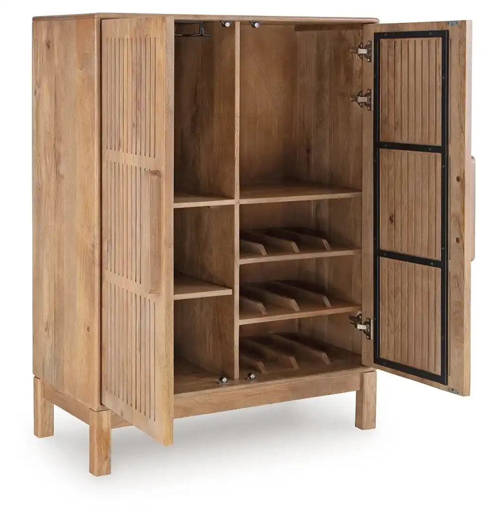 Pellamour - Bar Cabinet - Natural Brown - Best Buy Furniture