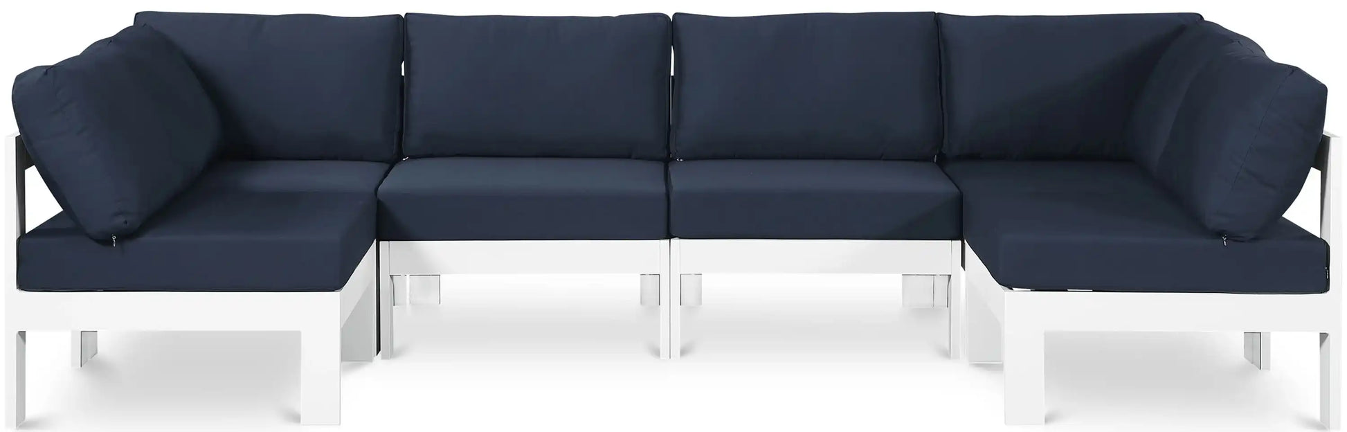 Nizuc - Outdoor Patio 6 Piece Modular Sectional With White Frame - Best Buy Furniture