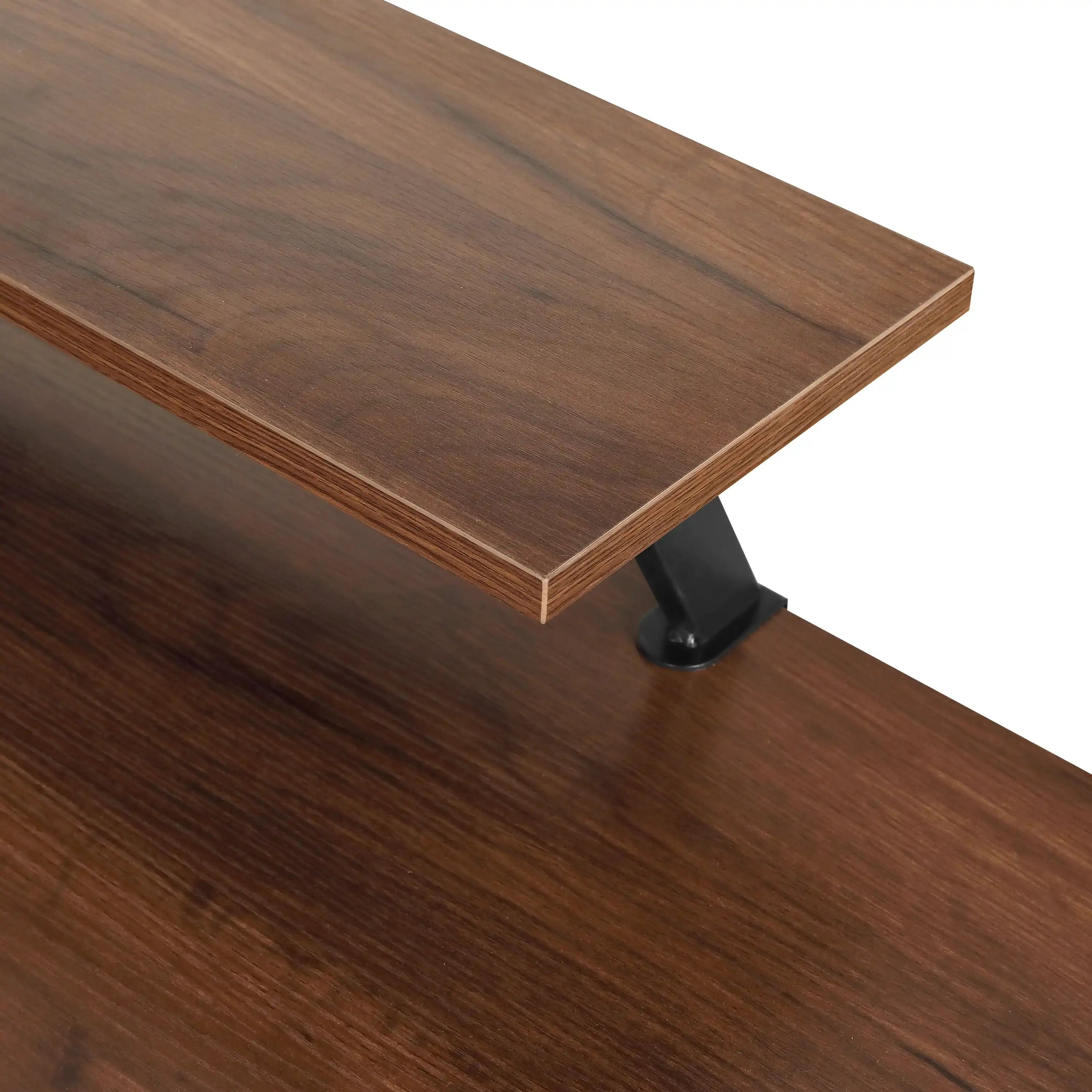 Techni Mobili L-Shape Industrial Desk with storage shelves, Walnut - Best Buy Furniture