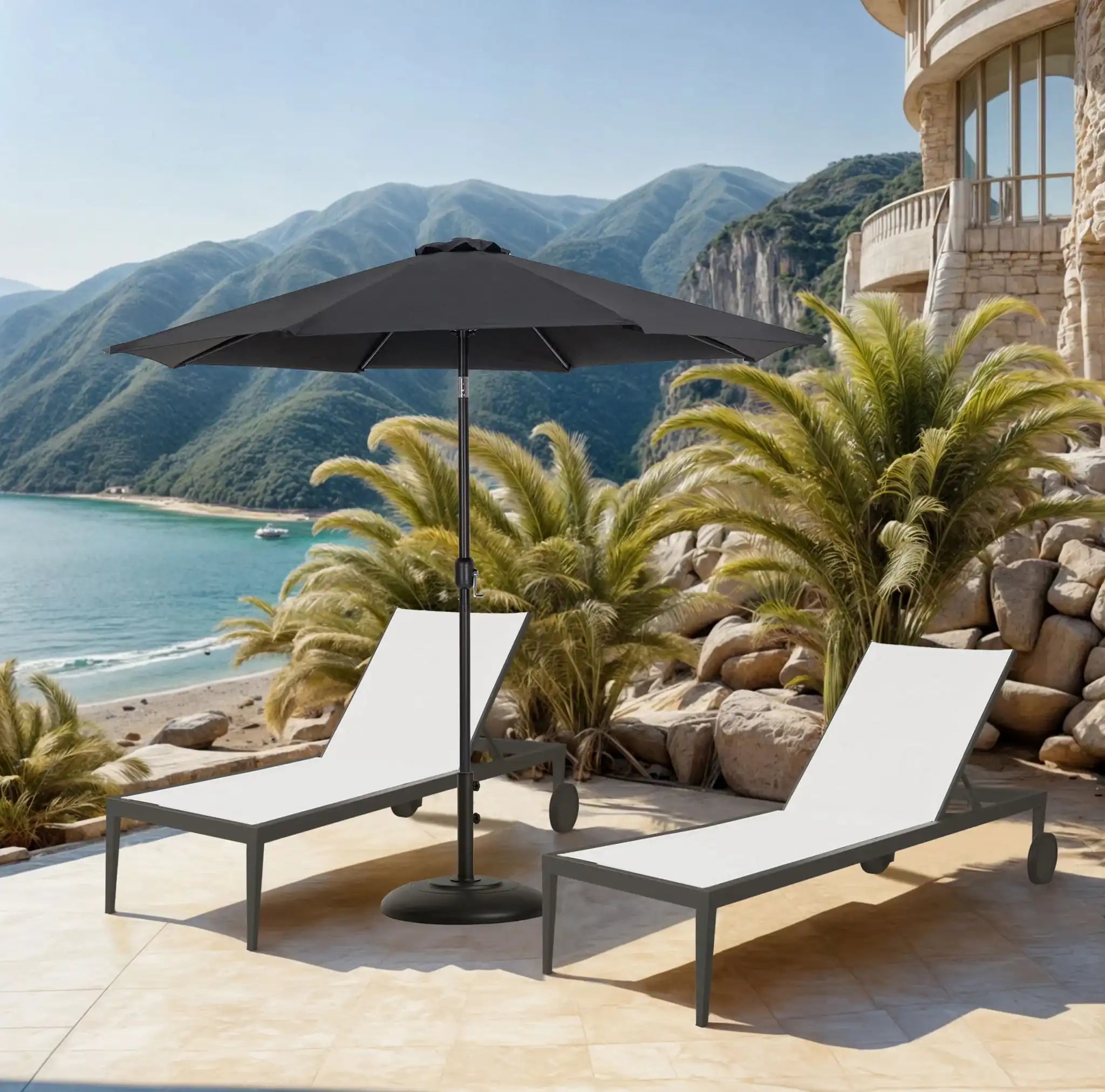 Fiji - Aluminum Patio Umbrella With Round Black Base