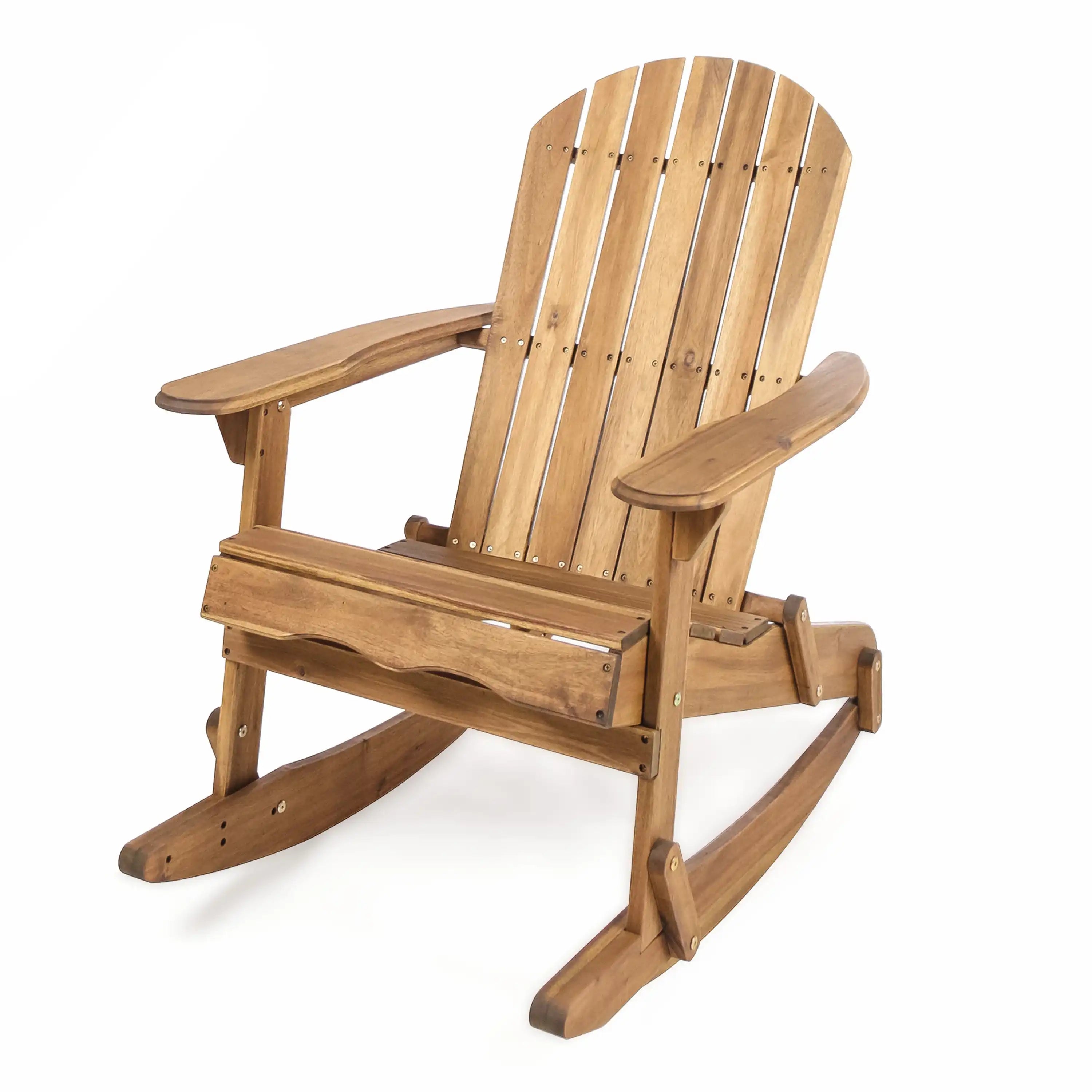 Outdoor Adirondack Rocking Chair with Hand Crafted Details, Natural - Best Buy Furniture