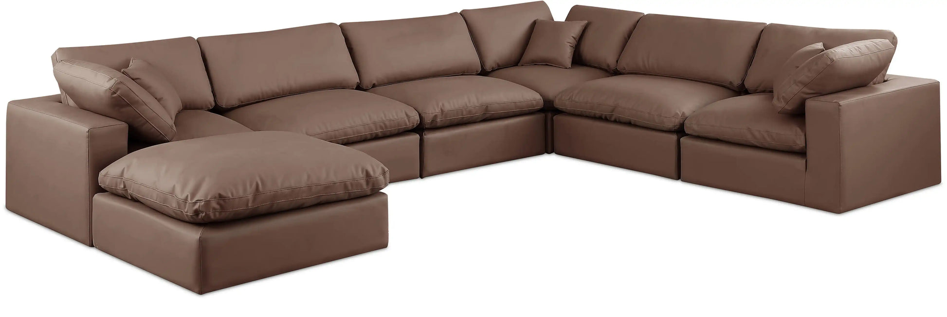Comfy - 7 Piece Faux Leather Modular Sectional With Chaise - Best Buy Furniture