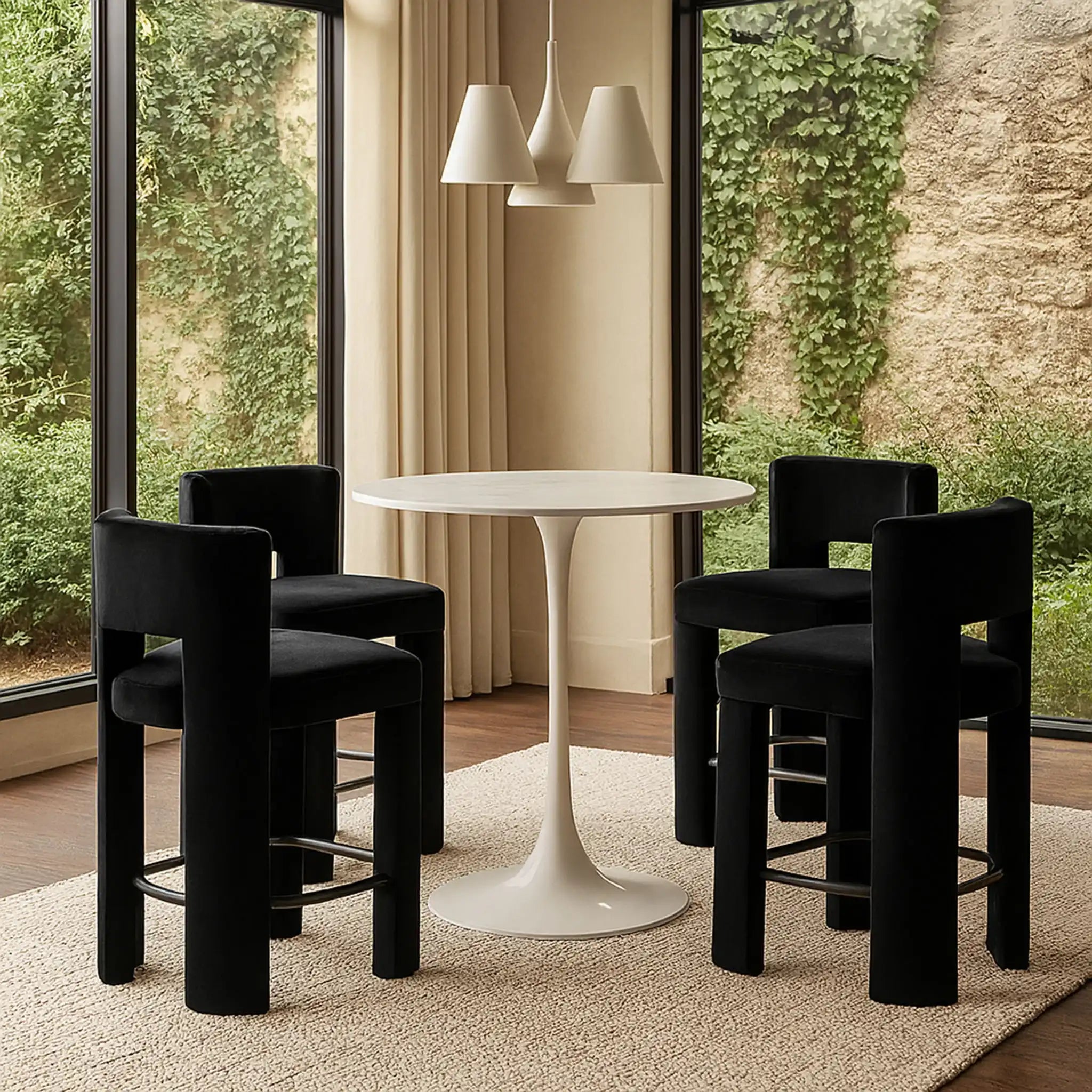 Zuno - Velvet Performance Fabric Upholstered Counter Stool (Set of 2)