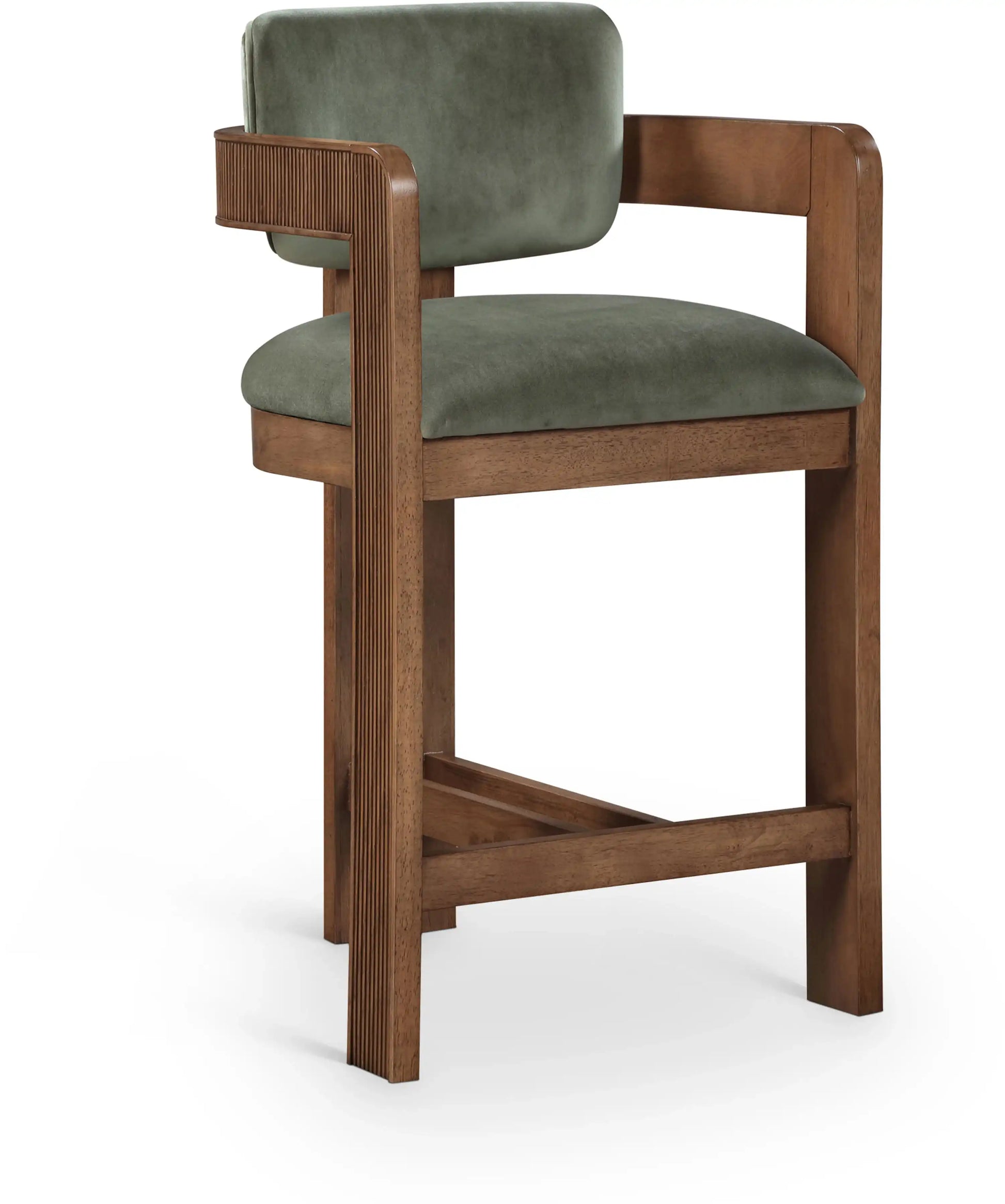 Sacha - Velvet Stool With Brown Base - Best Buy Furniture