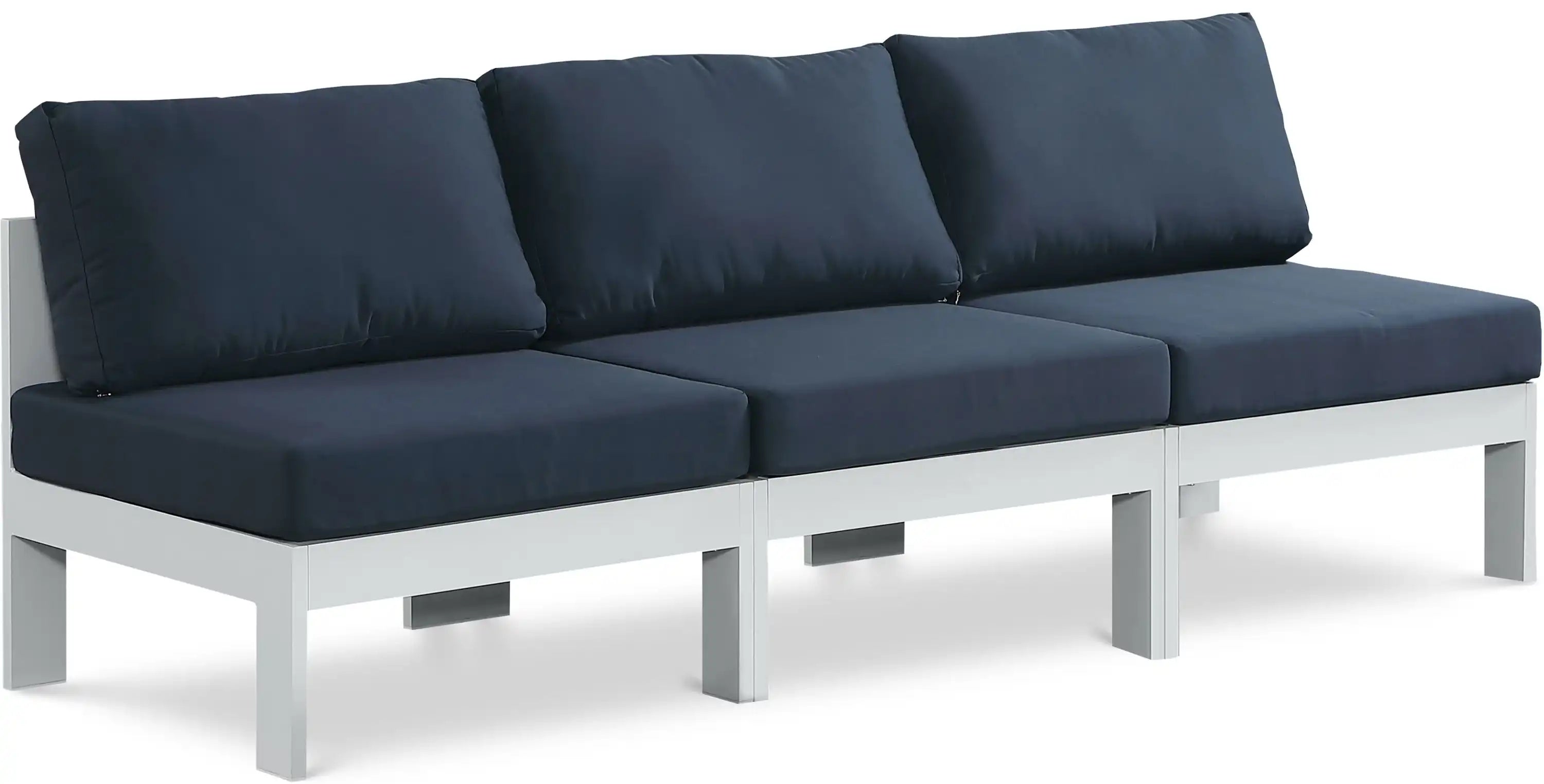 Nizuc - Outdoor Patio 3 Seat Armless Modular Sofa With White Frame - Best Buy Furniture