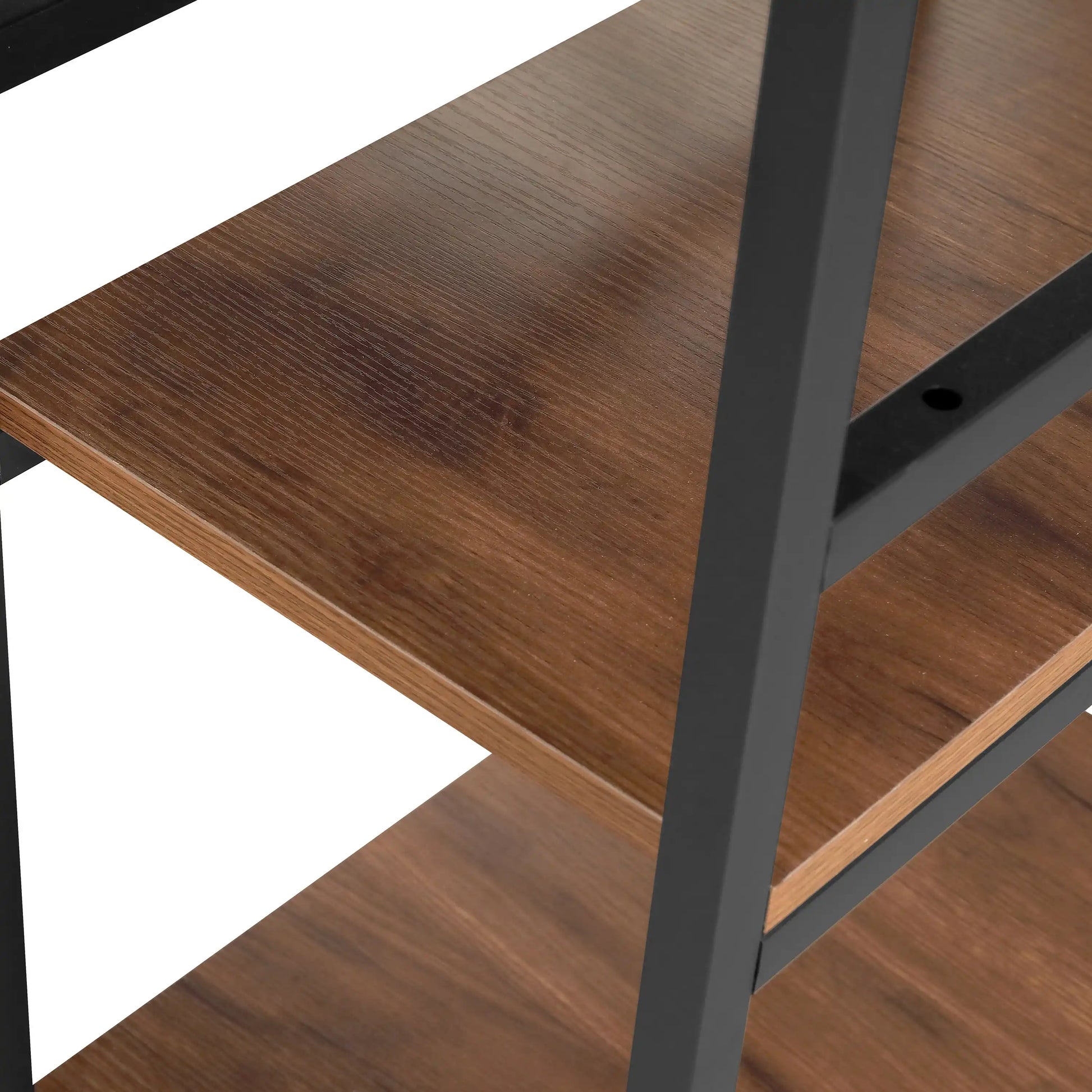 Techni Mobili L-Shape Industrial Desk with storage shelves, Walnut - Best Buy Furniture